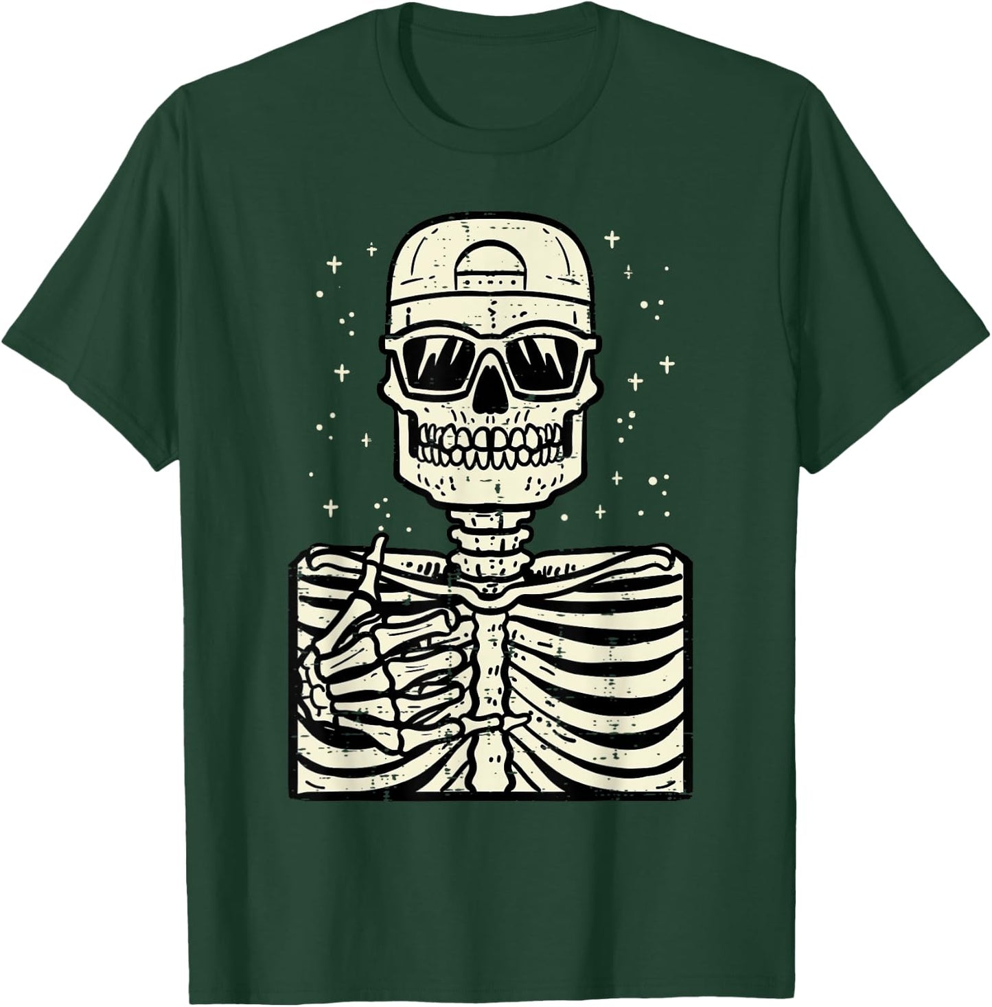 Rocker Skeleton Rock Cool Goth Halloween Men Boys Kids Teen T-Shirt - T-Shirt | Forest