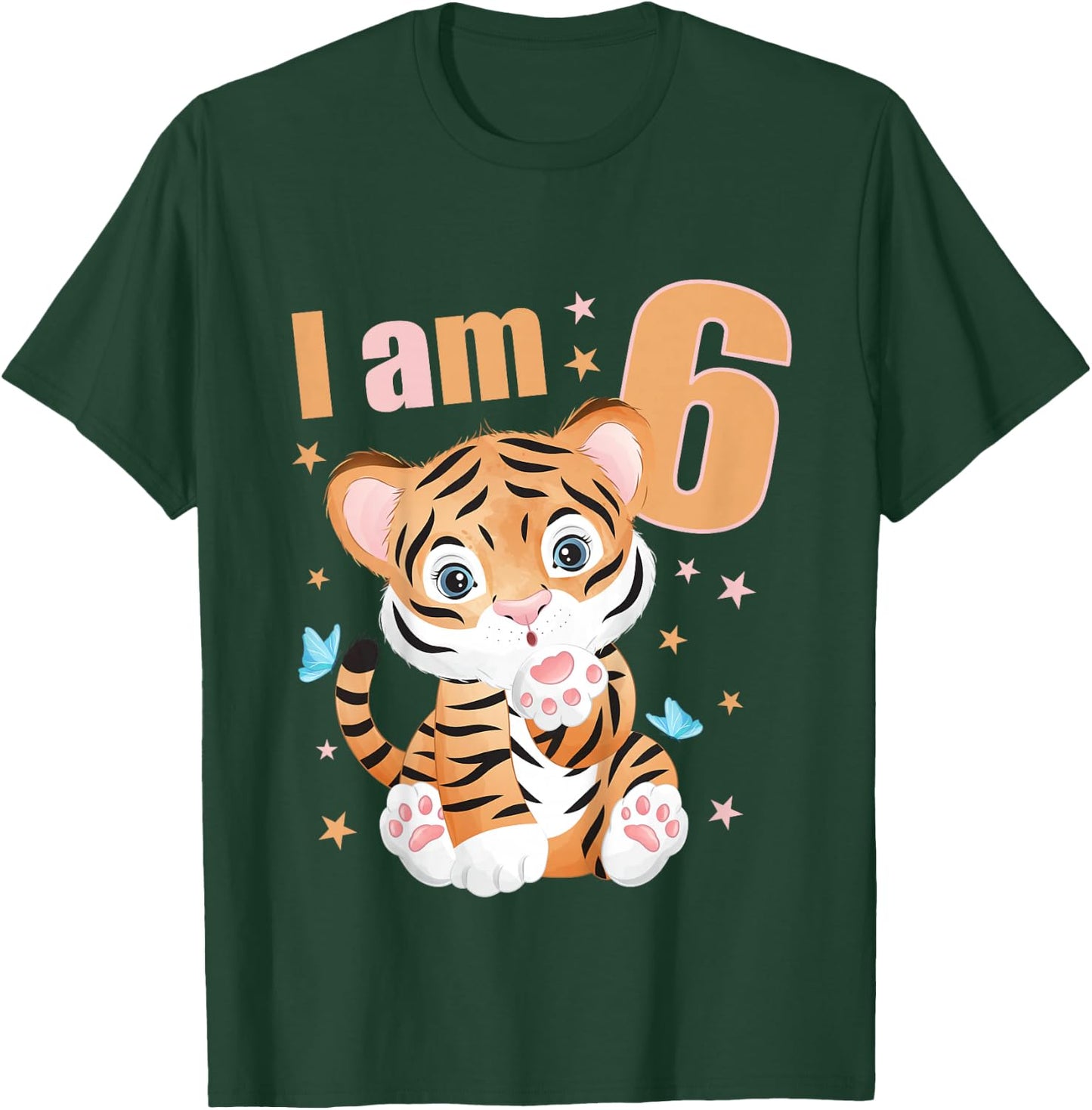 6 Years old 6 birthday outfit Boy girl Tiger T-Shirt - T-Shirt | Forest
