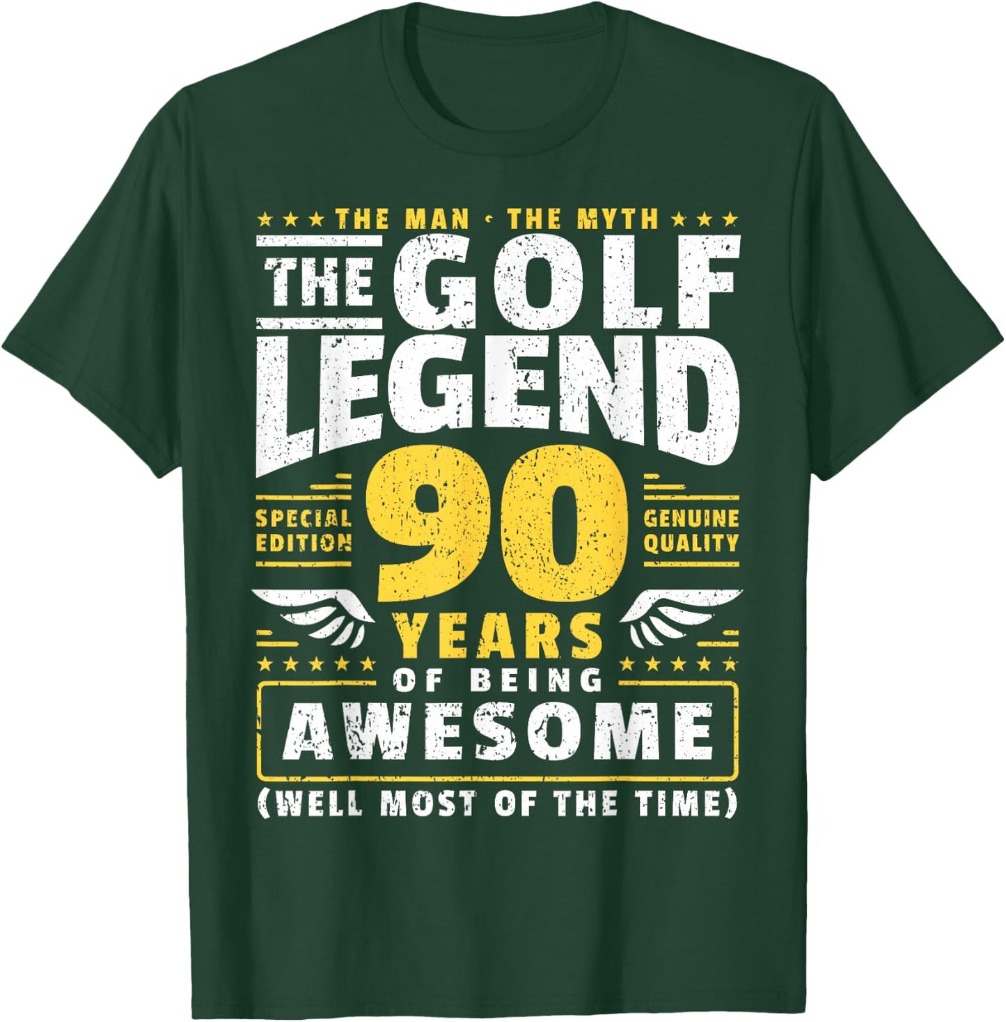 90th Birthday Golf Player 90 Years Old Golfer T-Shirt - T-Shirt | Forest