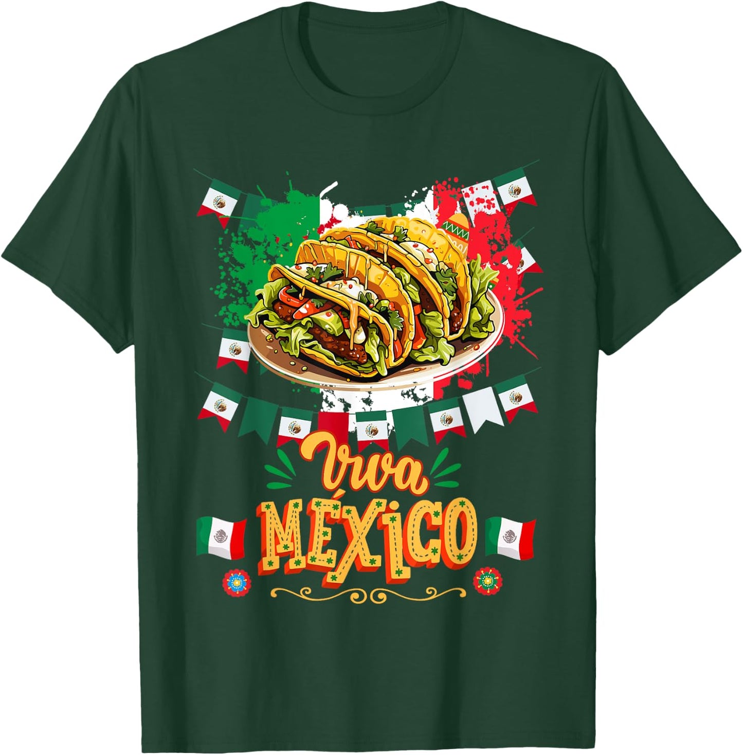 Mexican Flag Taco Idea For Kids & Mexican Independence Day T-Shirt - T-Shirt | Forest