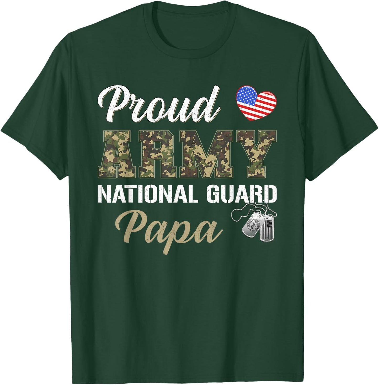 Retro Proud Army National Guard Papa Military Pride Costume T-Shirt - T-Shirt | Forest