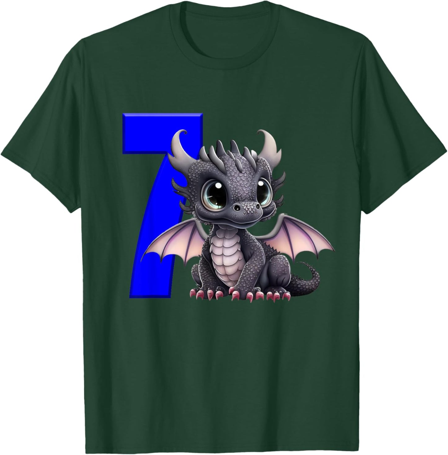 7th Birthday Shirt Dragon Party Birthday Boy Blue 7 Seven T-Shirt - T-Shirt | Forest