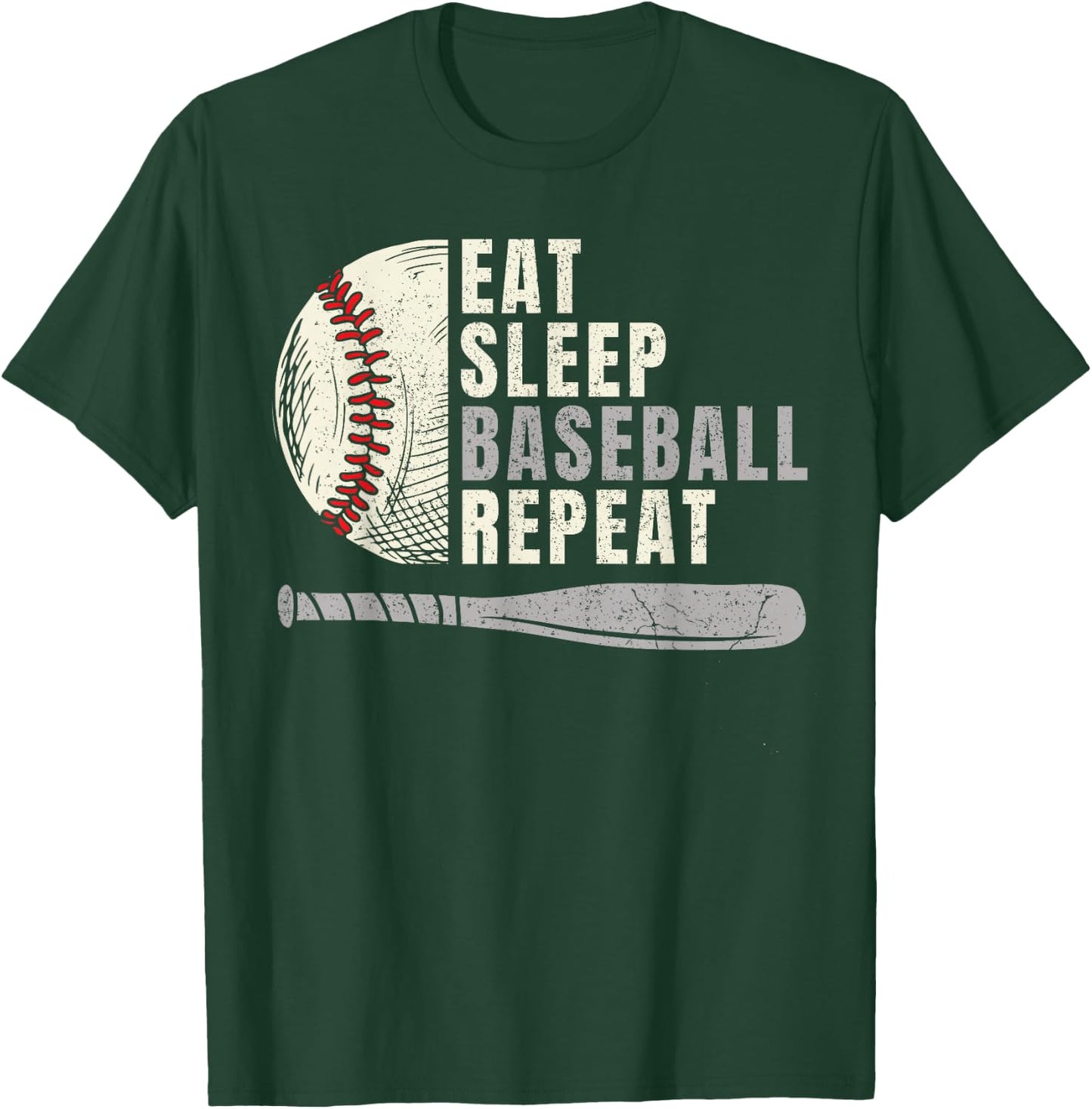 Eat Sleep Baseball Repeat Funny Baseball Player T-Shirt - T-Shirt | Forest