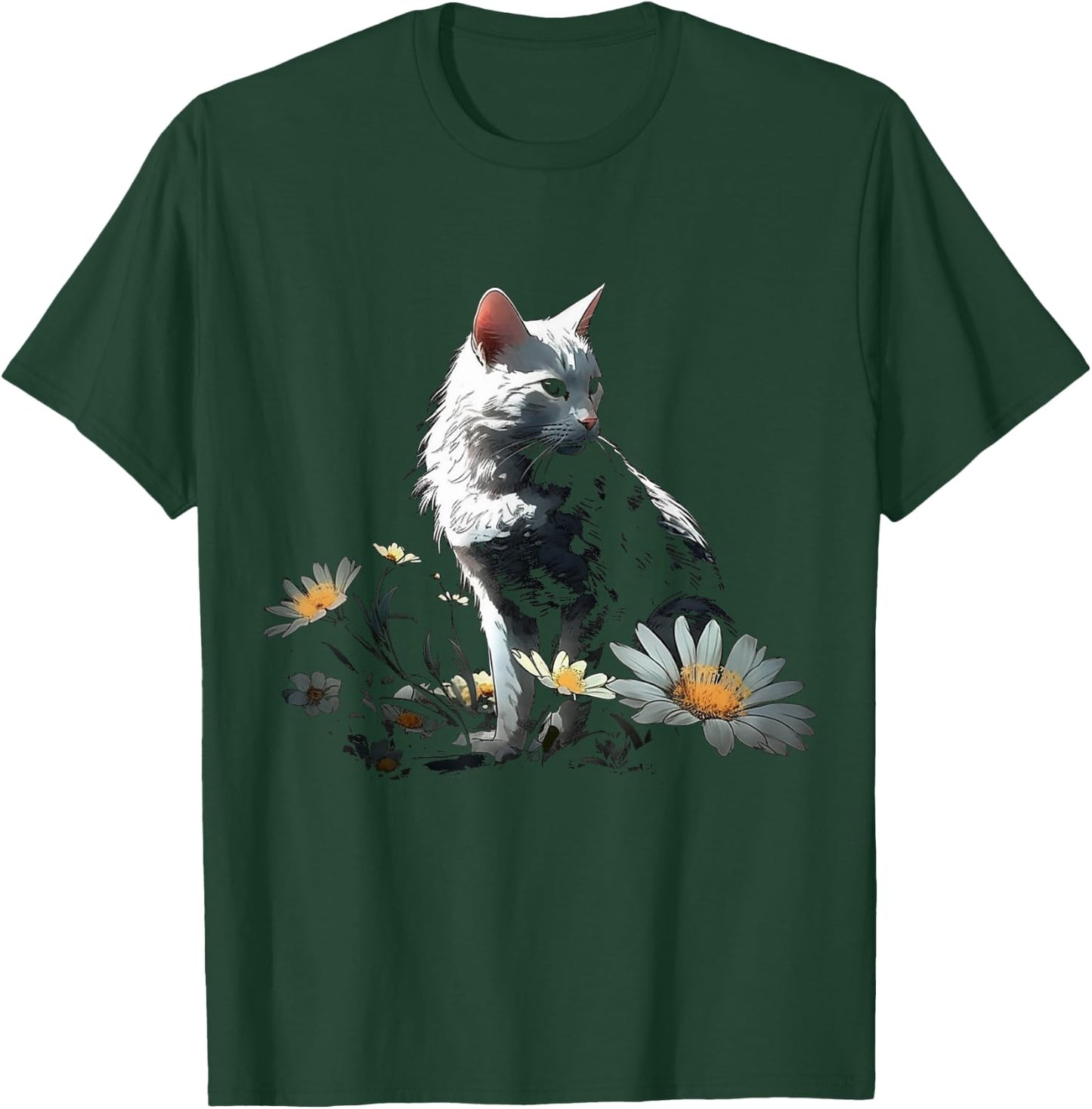 Cat Flowers Artwork - Cat Motif Animal Cat Women Kids T-Shirt - T-Shirt | Forest