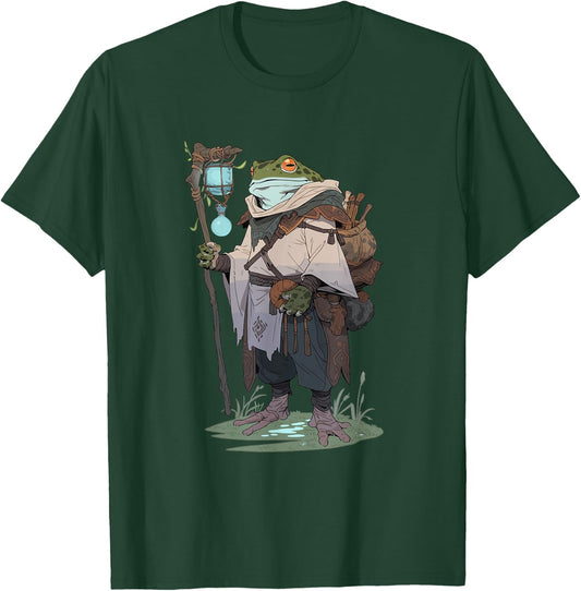 Fantasy Frog Druid hiking in the nature T-Shirt - T-Shirt | Forest