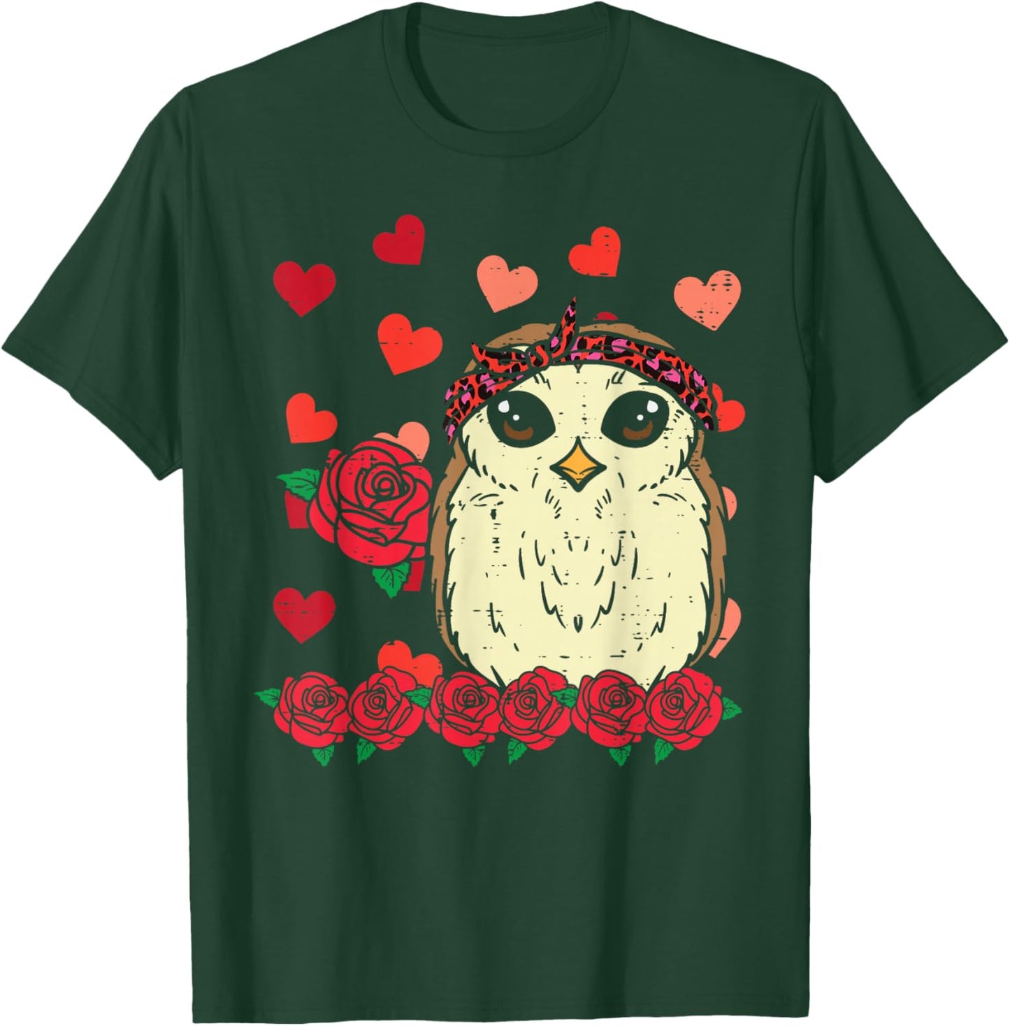 Valentines Day Leopard Baby Owl Women Girls Kids Toddler T-Shirt - T-Shirt | Forest