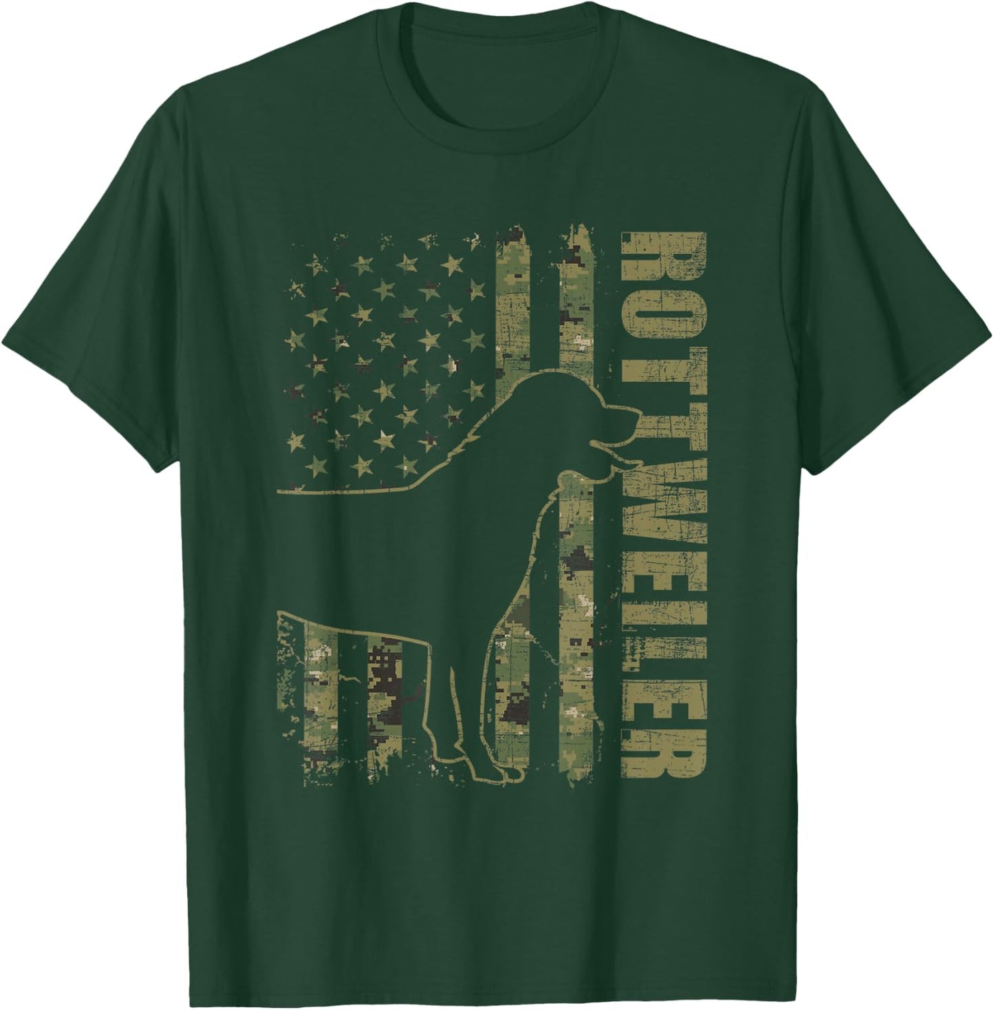 Rottweiler - USA American Flag Camouflage Dog Owner T-Shirt - T-Shirt | Forest