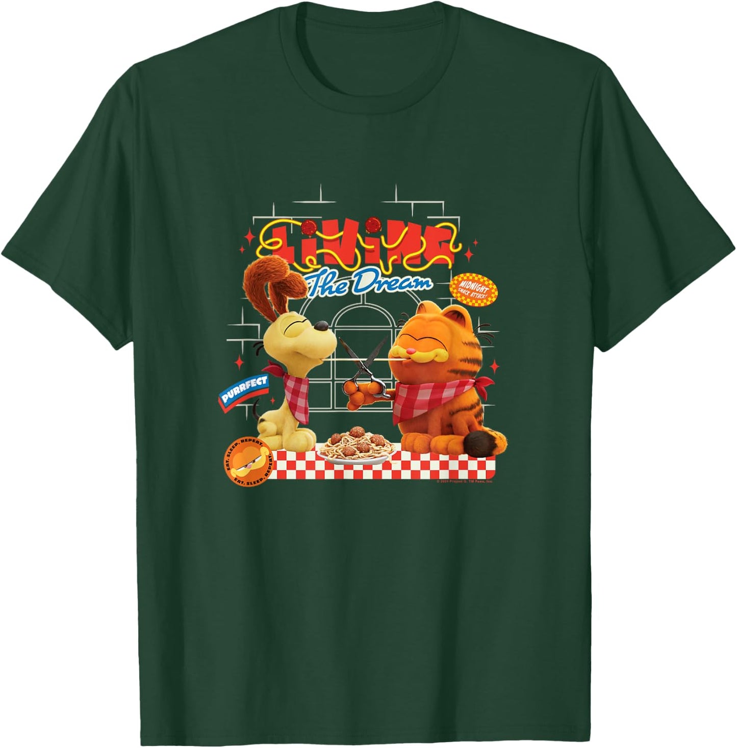 The Garfield Movie Living The Dream Garfield & Odie Pasta T-Shirt - T-Shirt | Forest