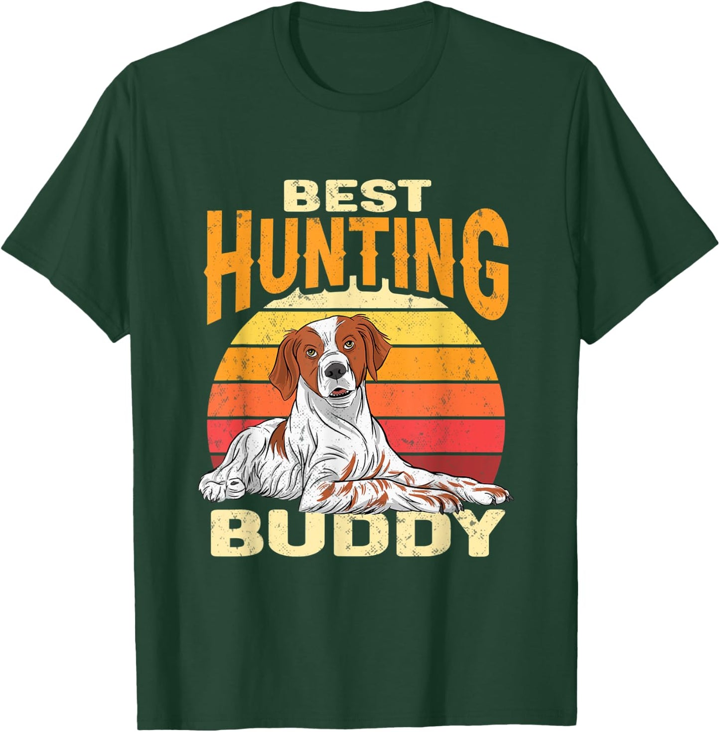 Brittany Spaniel Retro Best Hunting Buddy Brittany Dog Women T-Shirt - T-Shirt | Forest