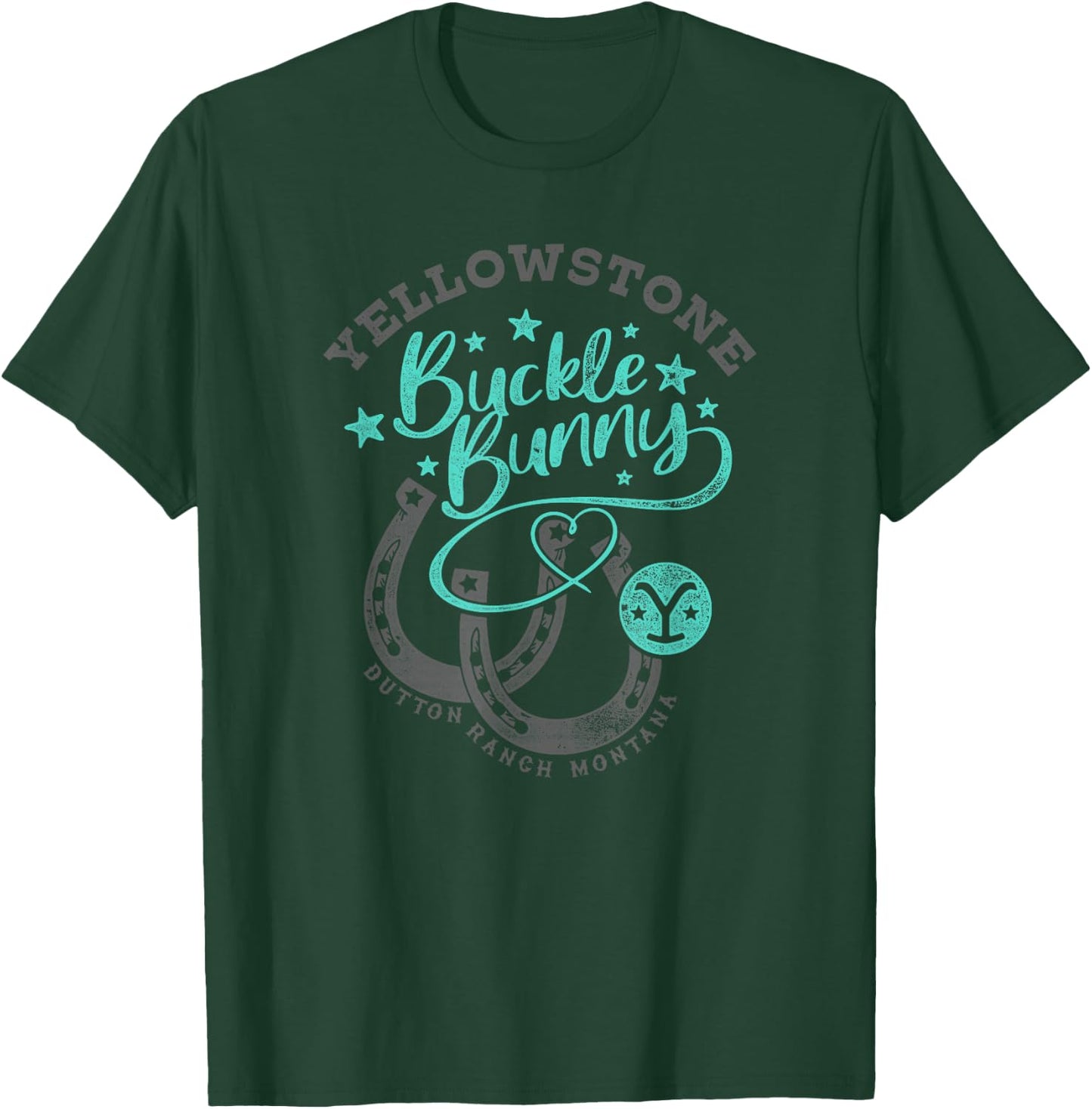 Yellowstone Dutton Ranch Buckle Bunny Western Logo T-Shirt - T-Shirt | Forest
