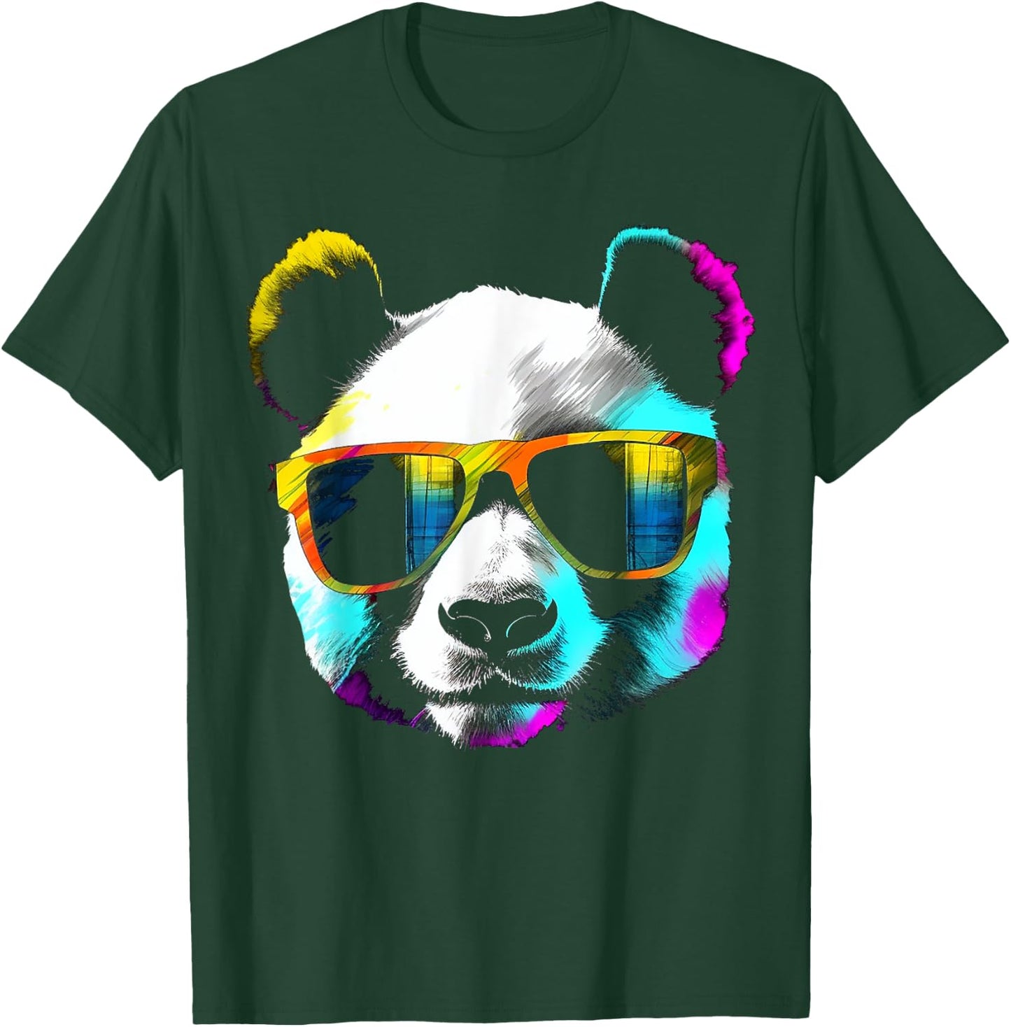 Panda Sunglasses Artwork | Animal Motif Panda T-Shirt - T-Shirt | Forest