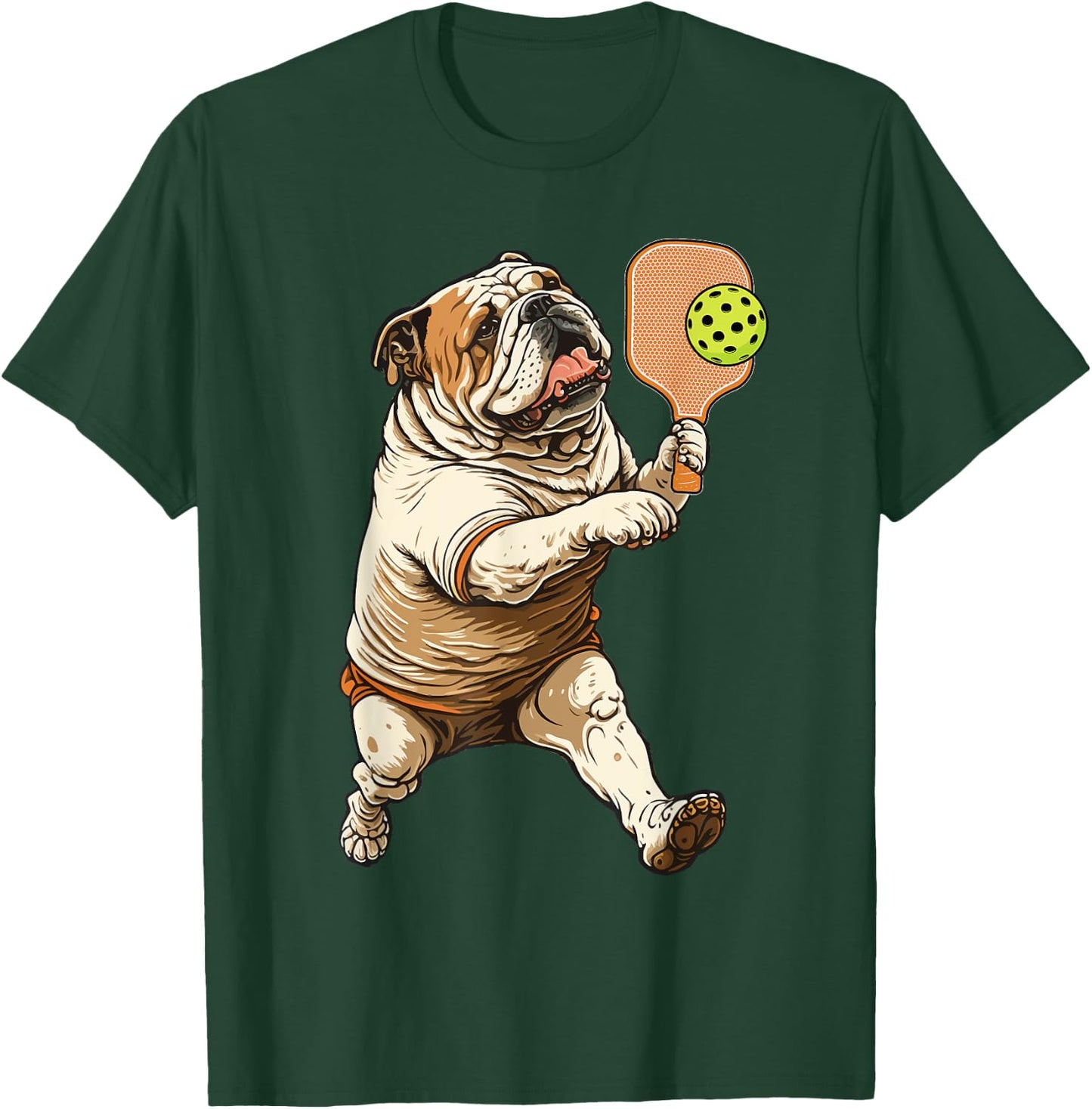 Funny Bulldog Play Pickleball Funny Bulldog lover T-Shirt - T-Shirt | Forest