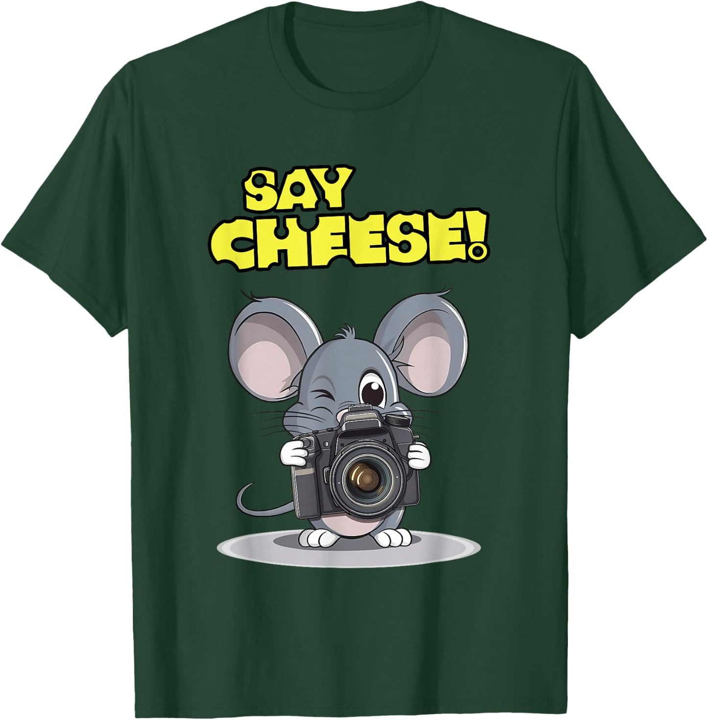 Say Cheese Funny Mouse Photographer Photo Camera Humor T-Shirt - T-Shirt | Forest