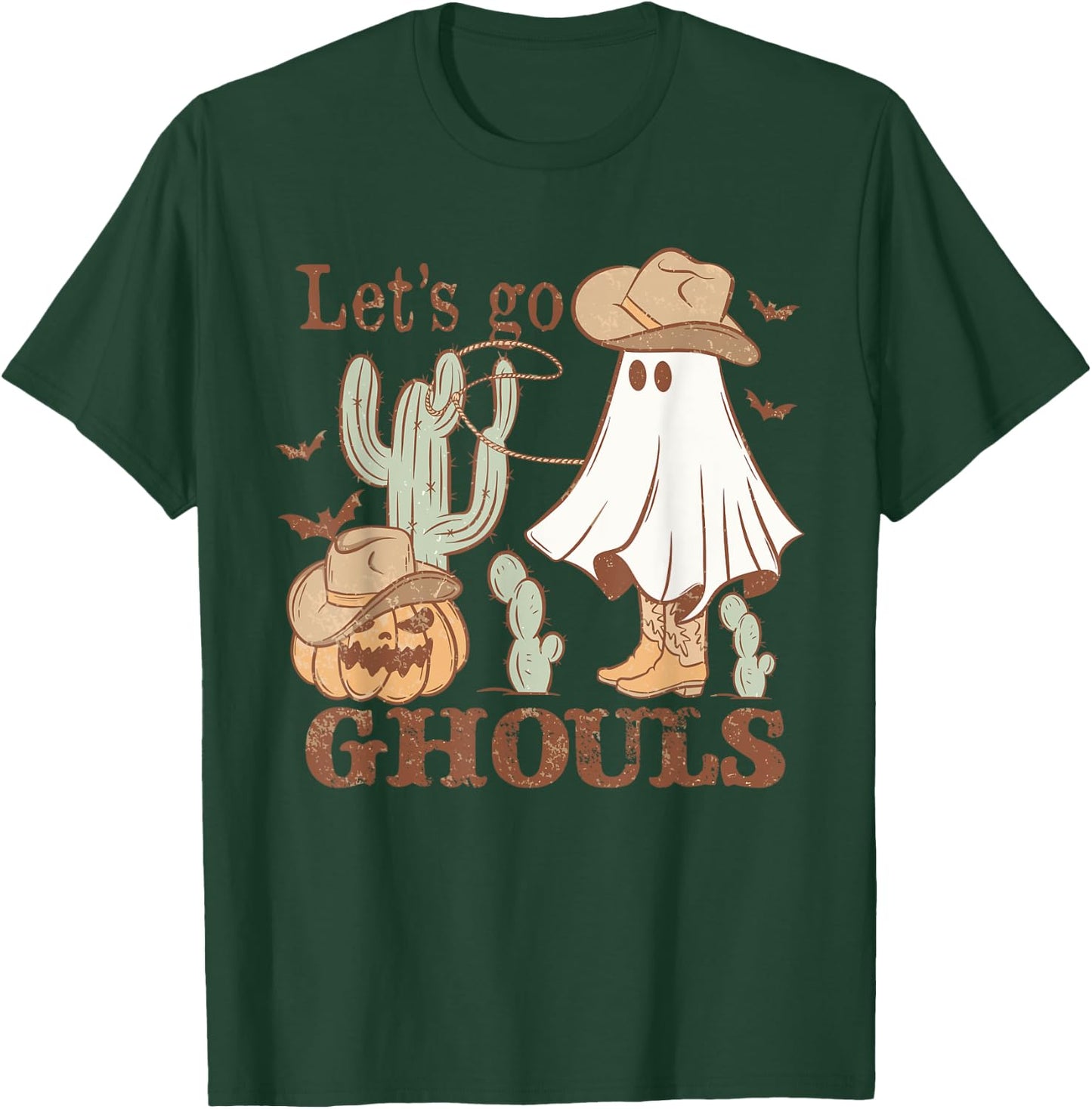 Let´s go Ghoul Ghost Cowboy Hat Lasso Rodeo Halloween T-Shirt - T-Shirt | Forest