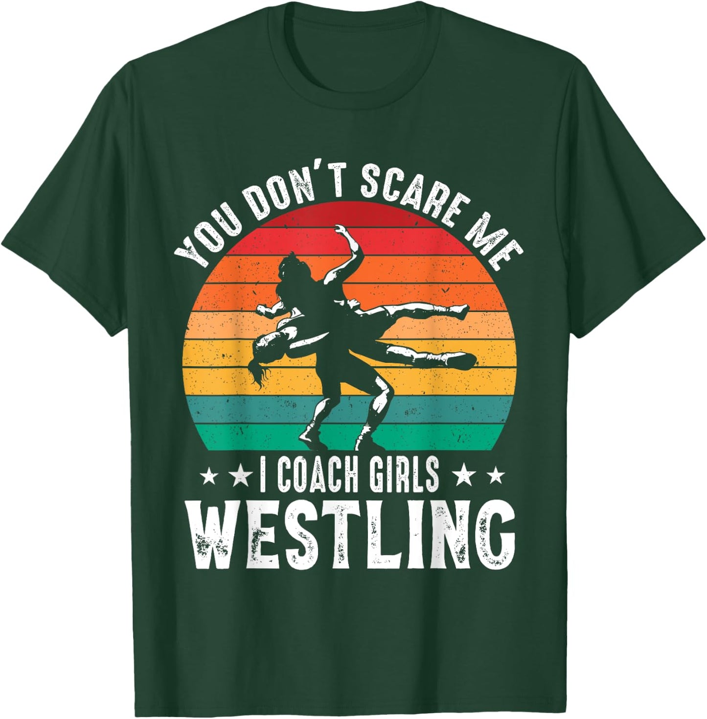 Girls Scholastic Wrestling Coach Folkstyle Wrestling Retro T-Shirt - T-Shirt | Forest