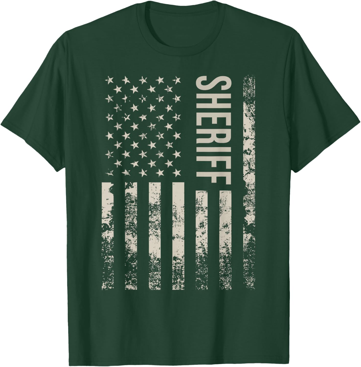 Vintage US American Flag Sheriff T-Shirt - T-Shirt | Forest