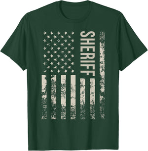 Vintage US American Flag Sheriff T-Shirt - T-Shirt | Forest