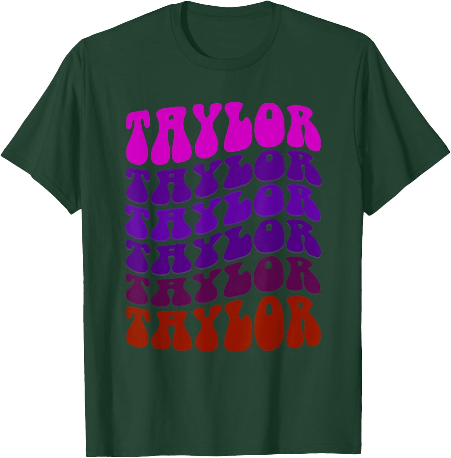 Retro TAYLOR Girl First Name Wavy My Birthday Personalized T-Shirt - T-Shirt | Forest