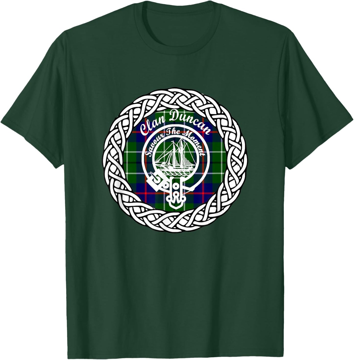 Duncan Scottish Clan Crest and Tartan T-Shirt - T-Shirt | Forest