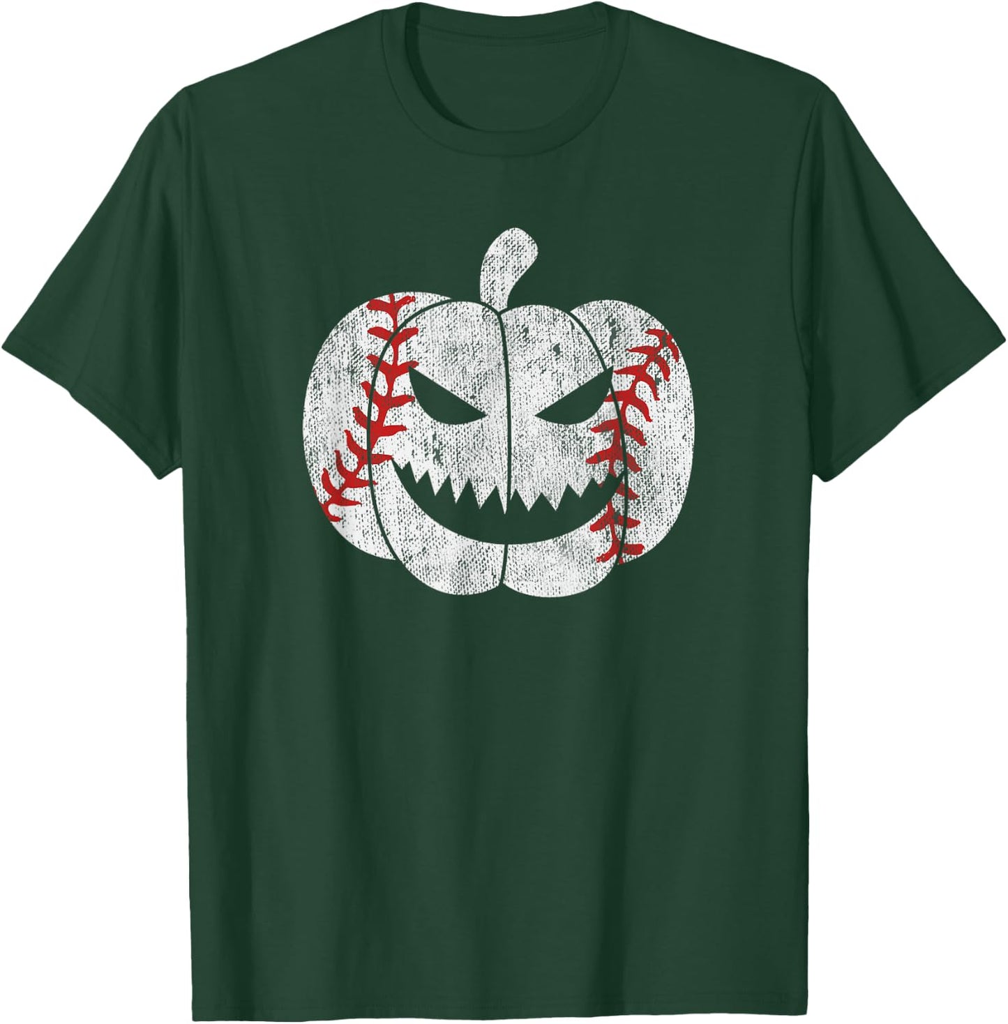 Baseball Player Scary Pumpkin Vintage Costume Halloween T-Shirt - T-Shirt | Forest