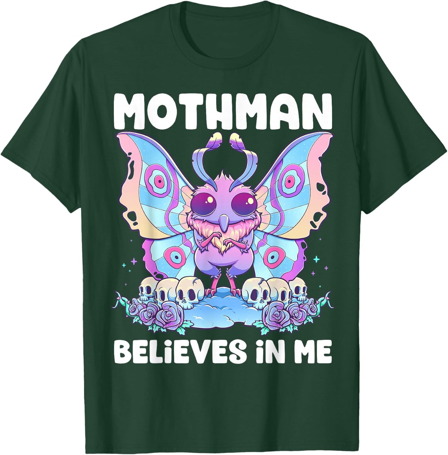 Pastel Goth Mothman Believes In Me Gothic Cryptid Wicca T-Shirt - T-Shirt | Forest
