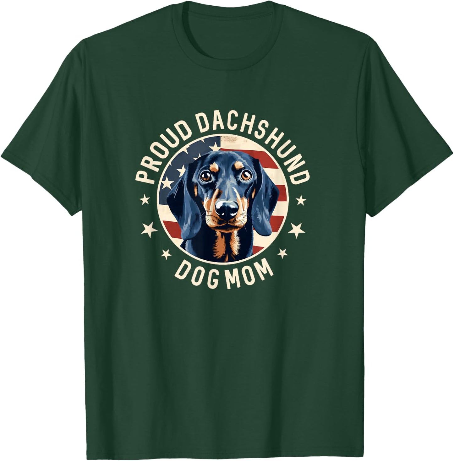 Proud Dachshund Mom American Flag, Dachshund Dog Mom T-Shirt - T-Shirt | Forest