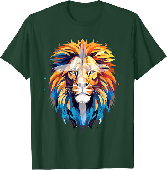 Jesus Lion of Judah Jesus Cross Faith Christian Kid Men Girl T-Shirt - T-Shirt | Forest