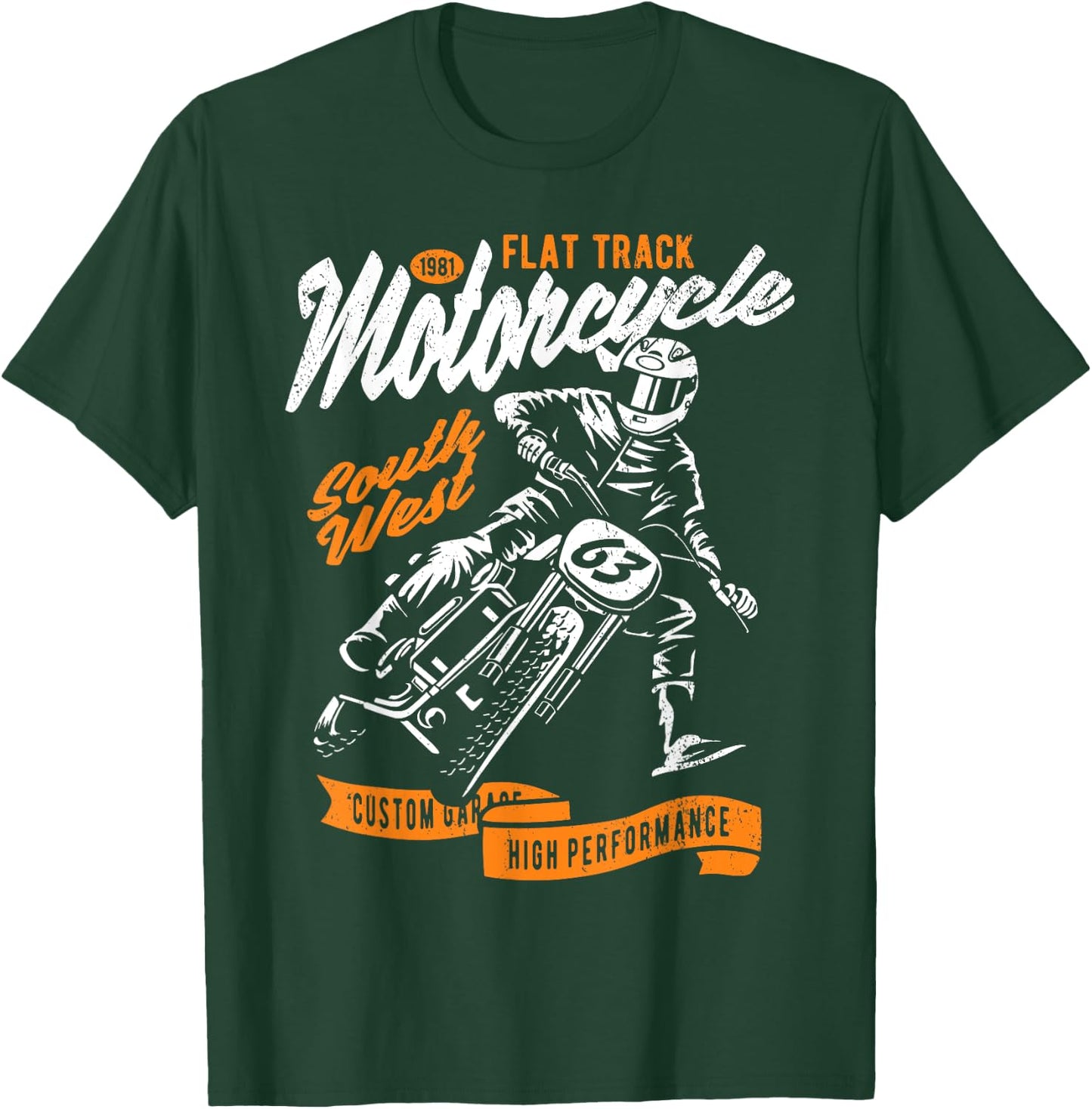 Flat Track Motorcycle Vintage Style Retro Race Design T-Shirt - T-Shirt | Forest