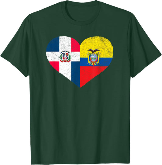 Dominican Ecuadorian Flag Heart Dominican Ecuador T-Shirt - T-Shirt | Forest