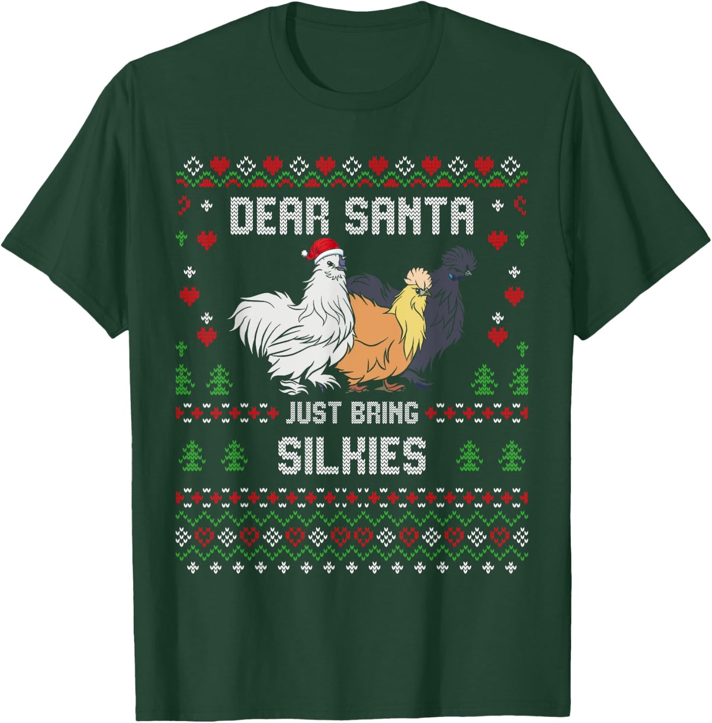 Silkie Chicken Christmas Silkies Ugly Xmas Sweater T-Shirt - T-Shirt | Forest