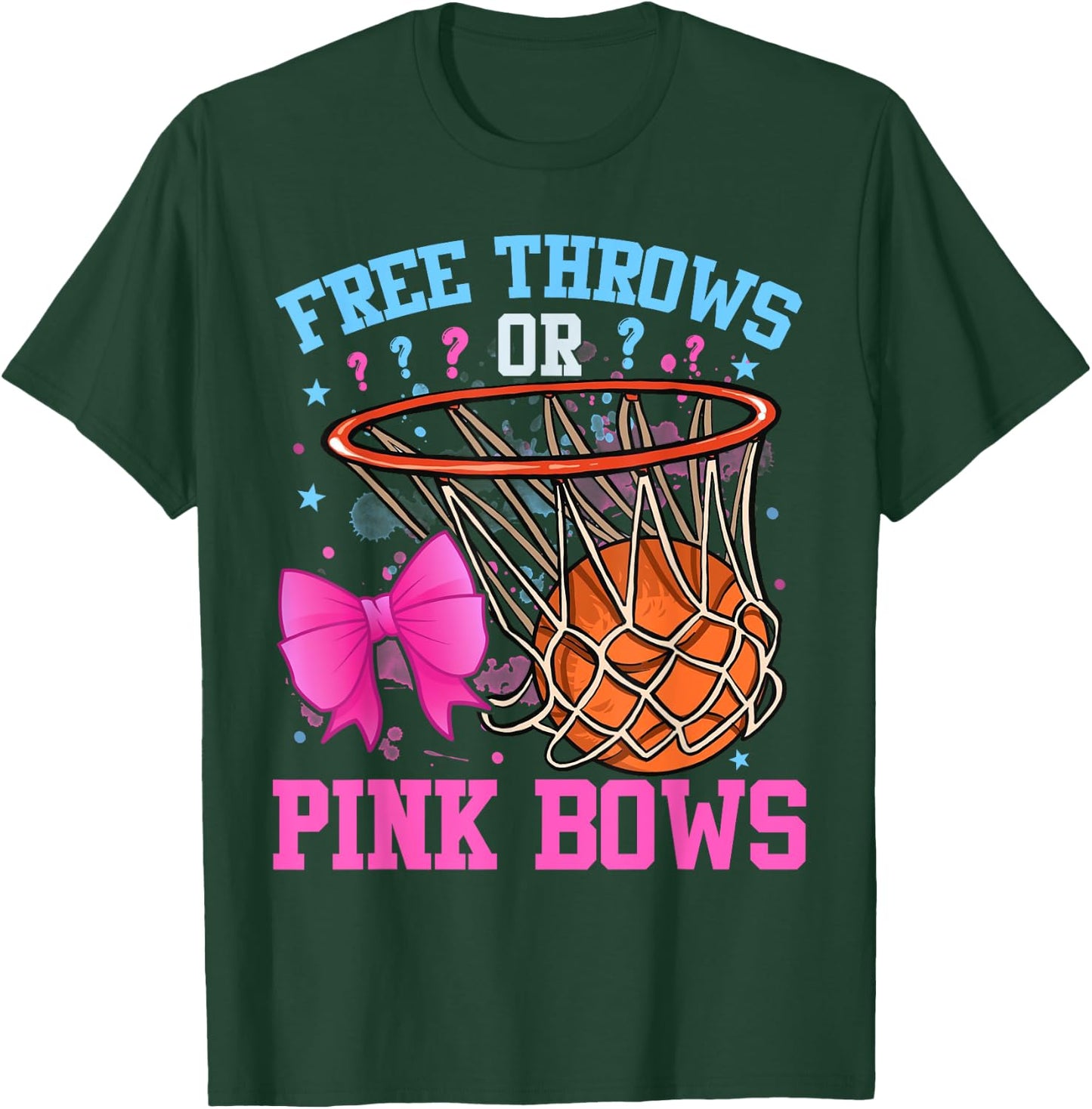 Free Throws or Pink Bows Pregnancy Basketball Pink or Blue T-Shirt - T-Shirt | Forest