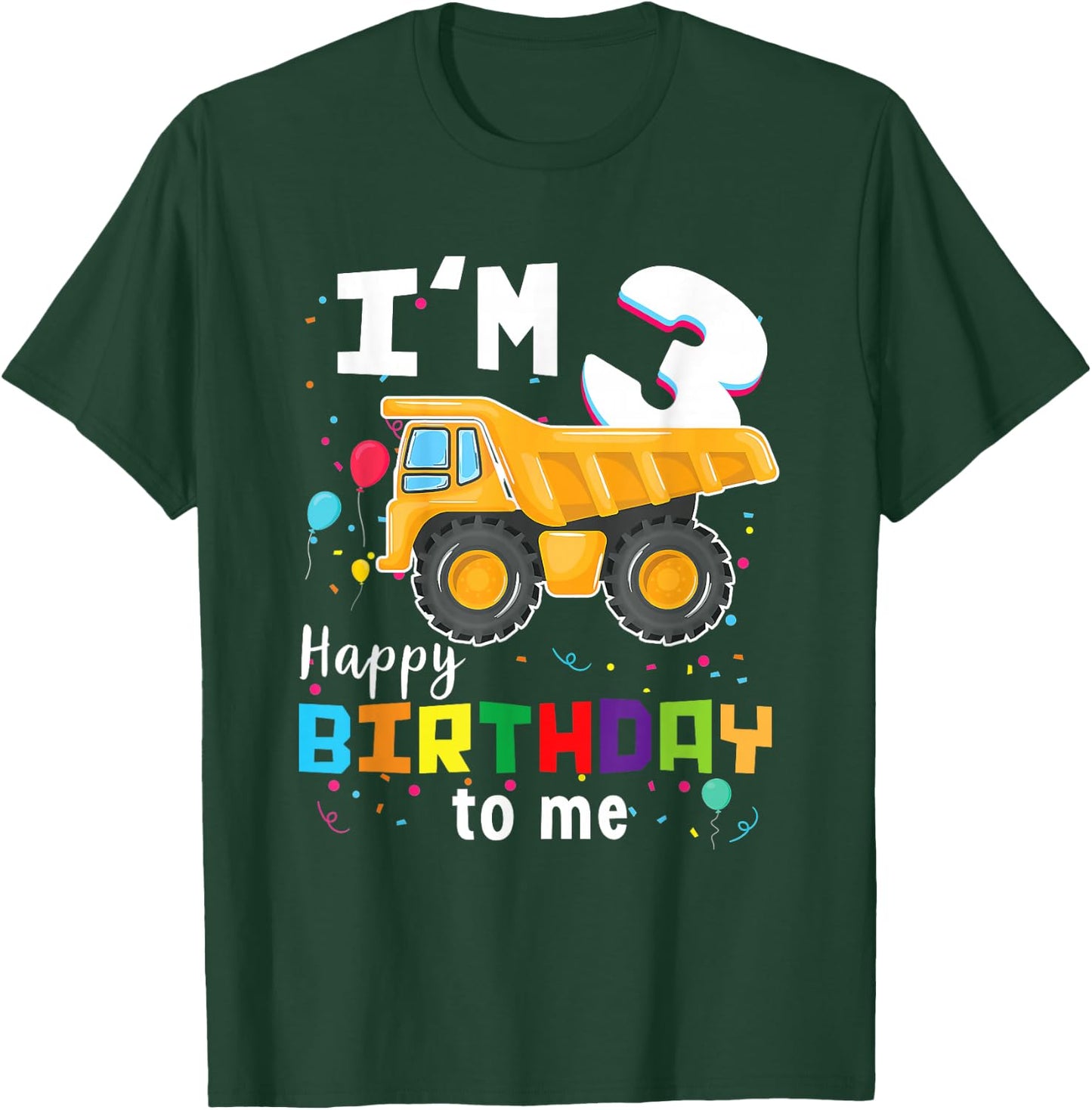3rd Birthday Construction Birthday Shirt Boy 3 Dump Truck T-Shirt - T-Shirt | Forest
