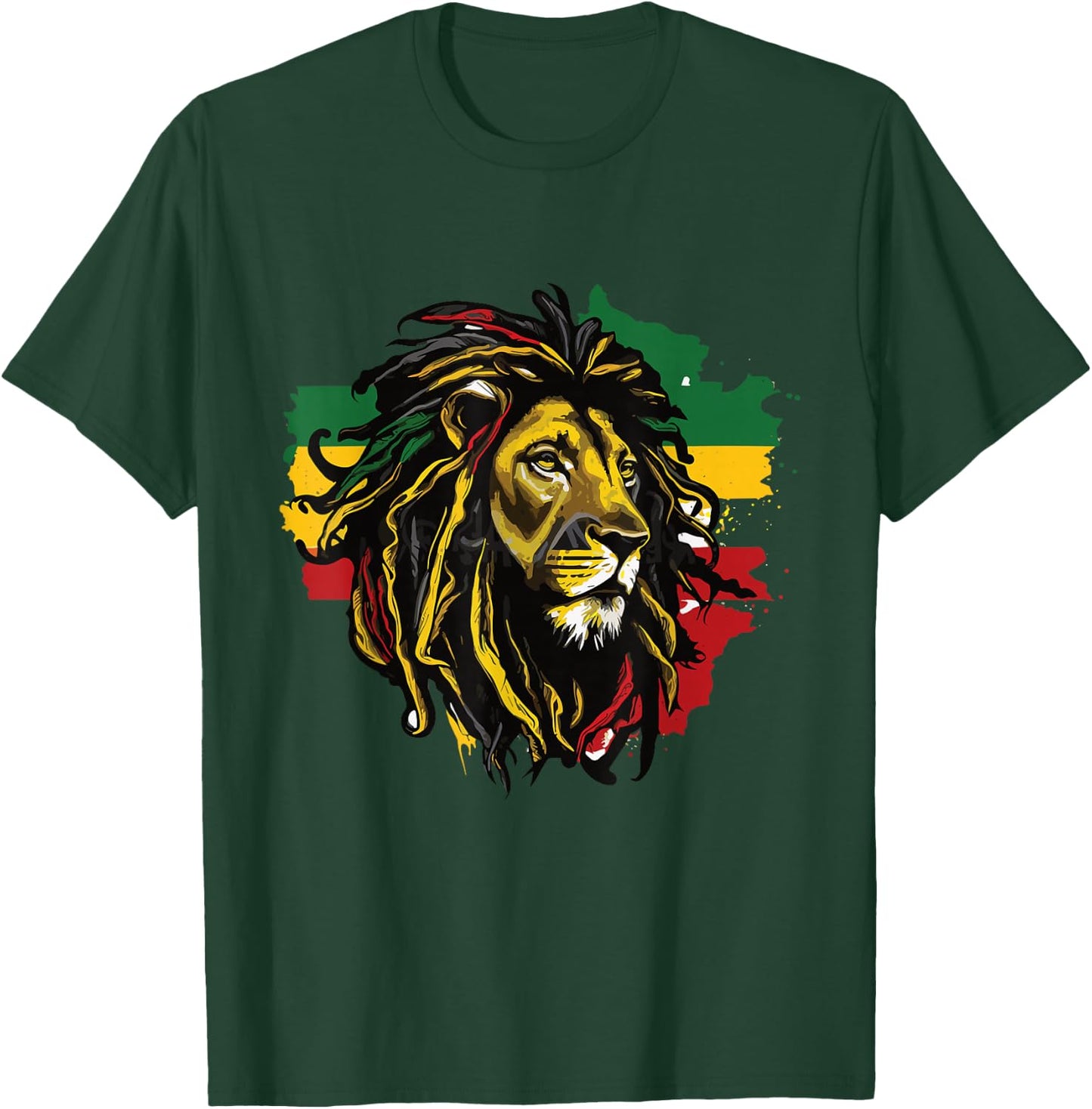 Jamaican Lion Jamaican Rasta Flag Lion Of Judah Reggae Music T-Shirt - T-Shirt | Forest