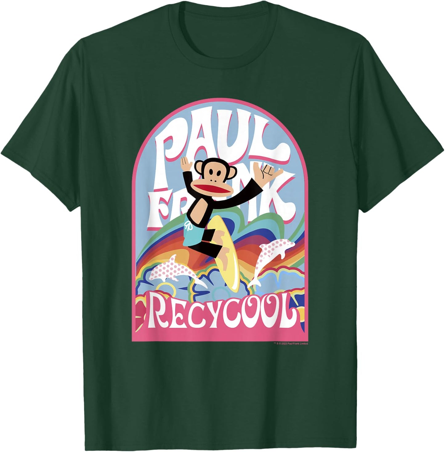 Paul Frank Earth Day Recycool Rainbow Surfing Julius T-Shirt - T-Shirt | Forest