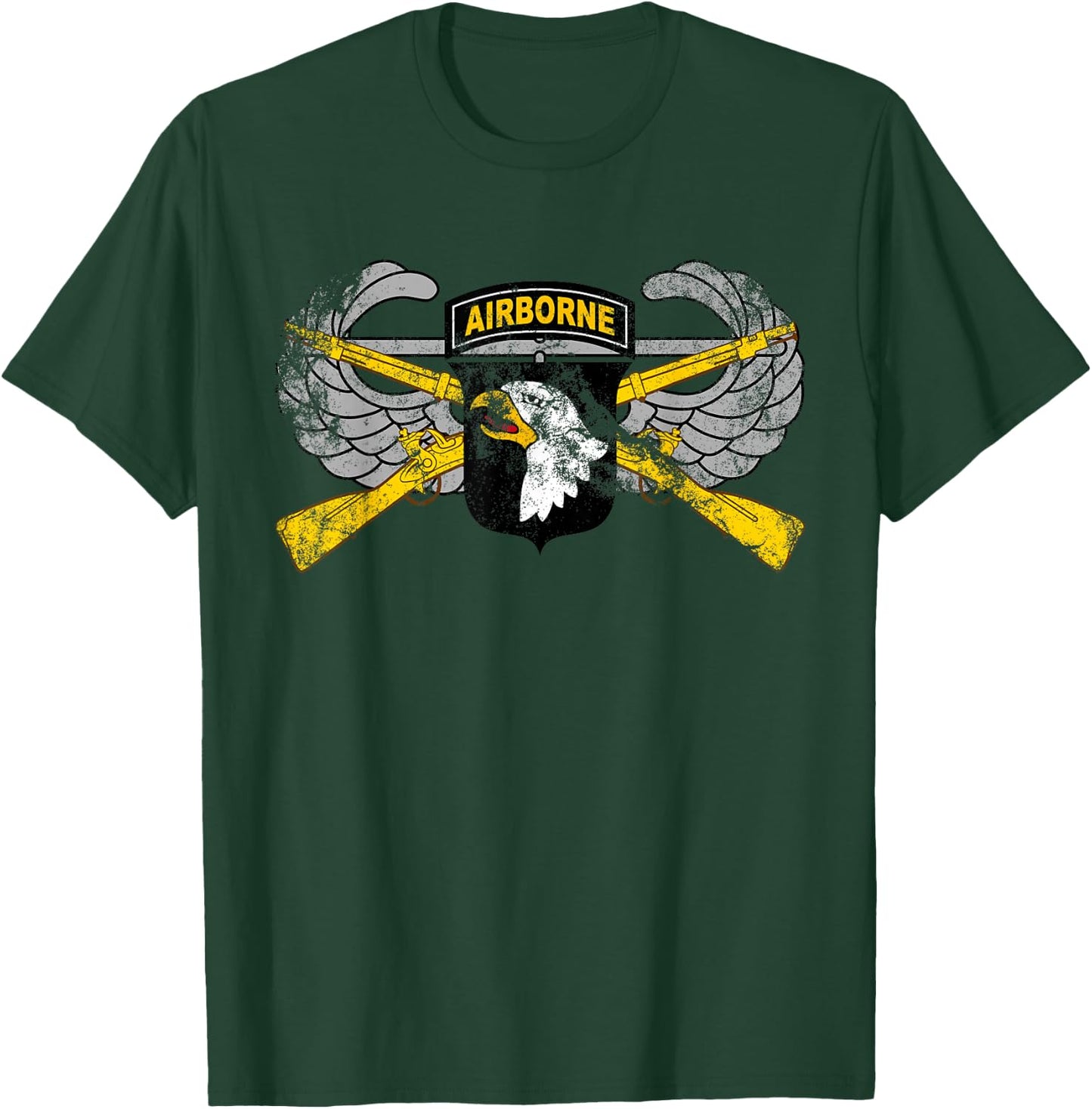 101st Airborne Patch - Infantry Rifles and Air Assault Wings T-Shirt - T-Shirt | Forest