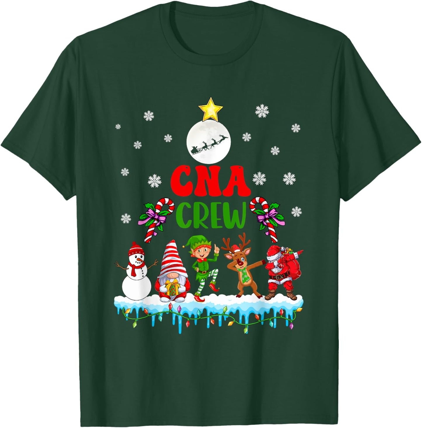 CNA Crew Xmas Dabbing Reindeer Santa Elf Proud Nurse Nursing T-Shirt - T-Shirt | Forest