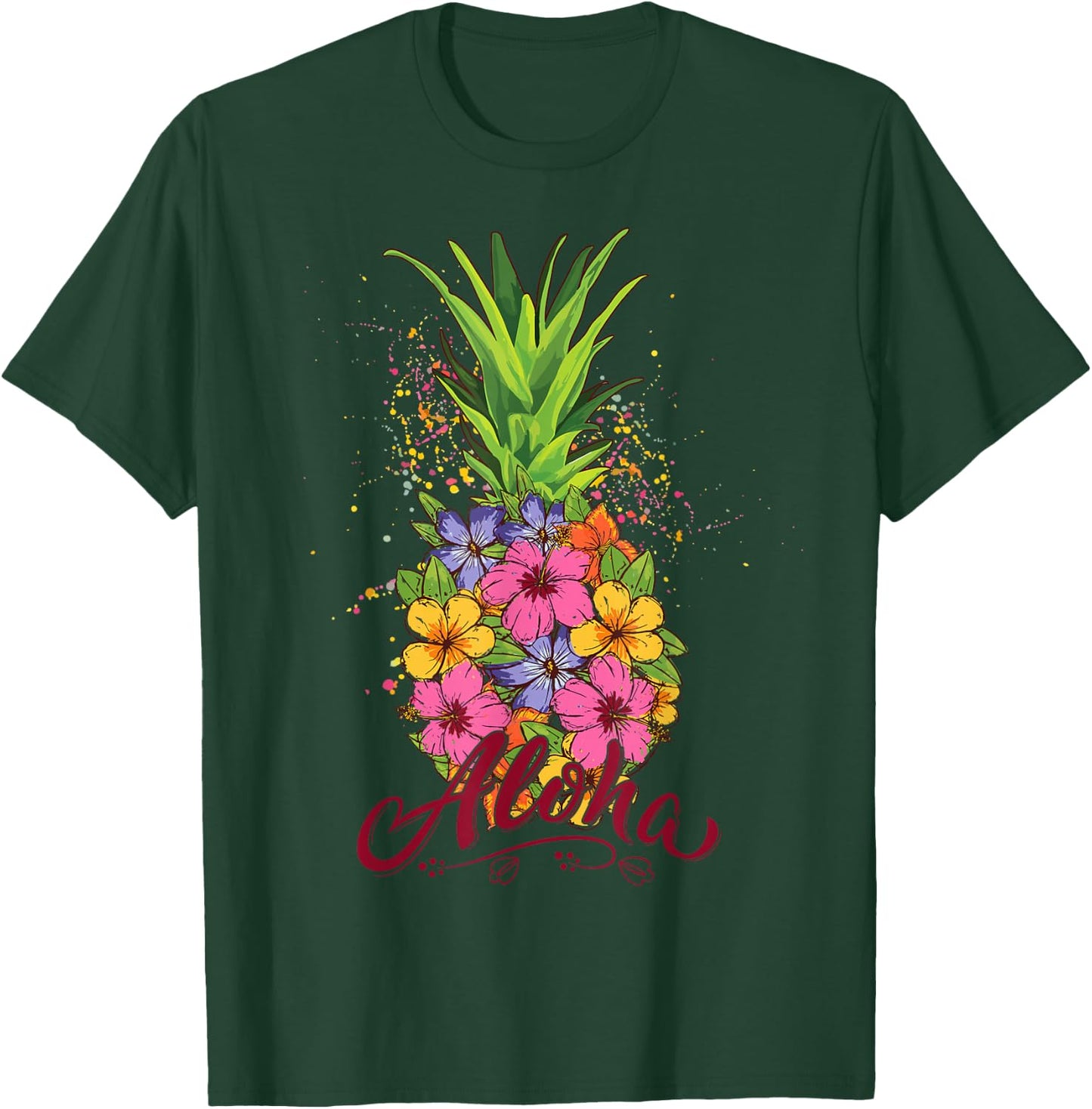 Hawaiian-Shirt Aloha Hawaii Kids Girl Women Pineapple Floral T-Shirt - T-Shirt | Forest