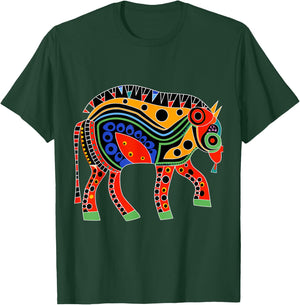 Native American Bison Pacific Northwest Coast Art Style T-Shirt - T-Shirt | Forest