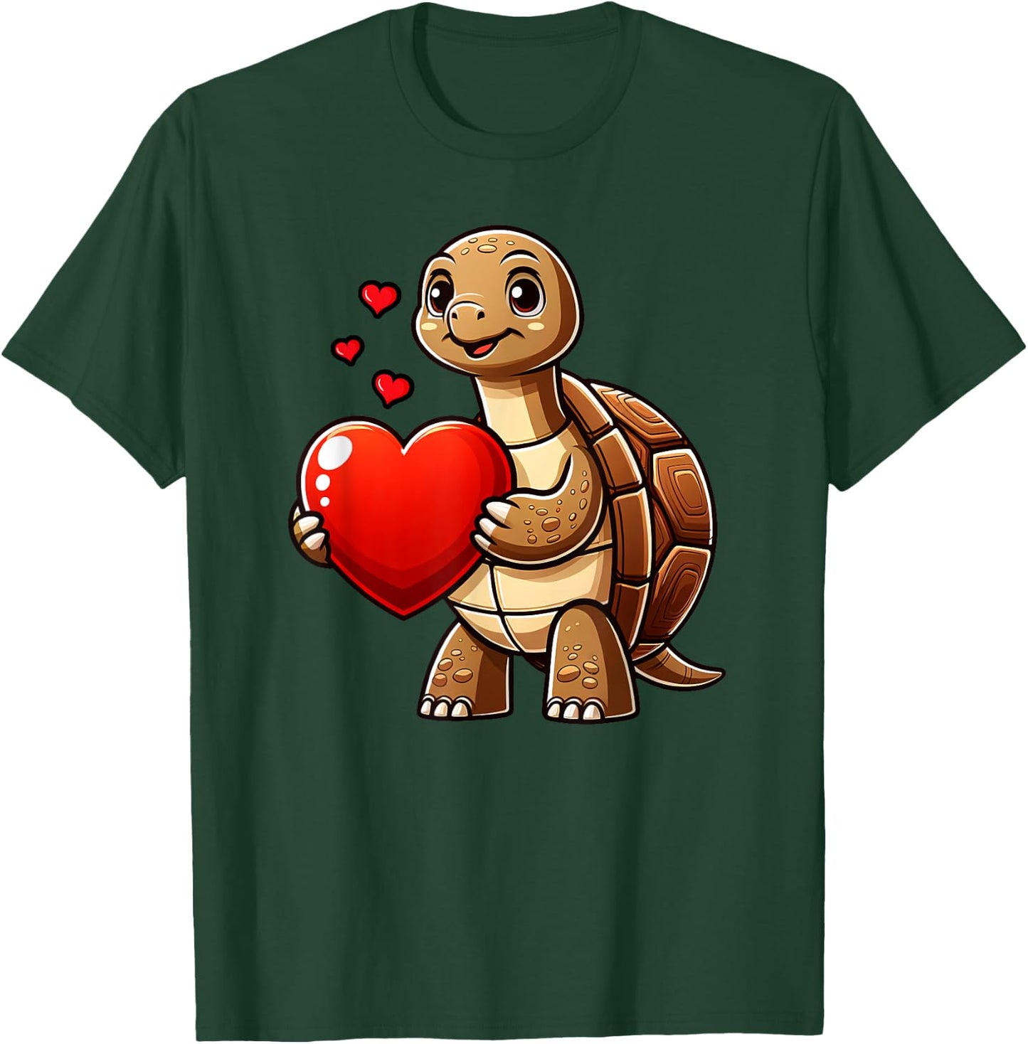 Sulcata Tortoise Turtle Valentines Heart Lover Funny Boys T-Shirt - T-Shirt | Forest