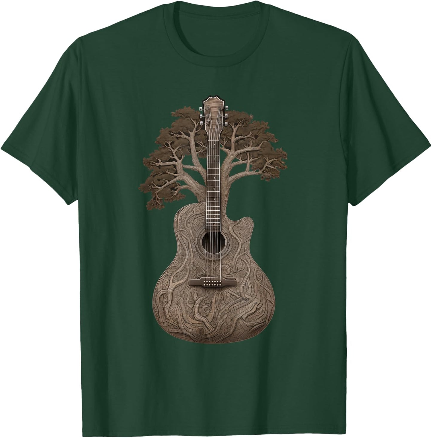Harmonious Tree of Life Acoustic Guitar T-Shirt - T-Shirt | Forest