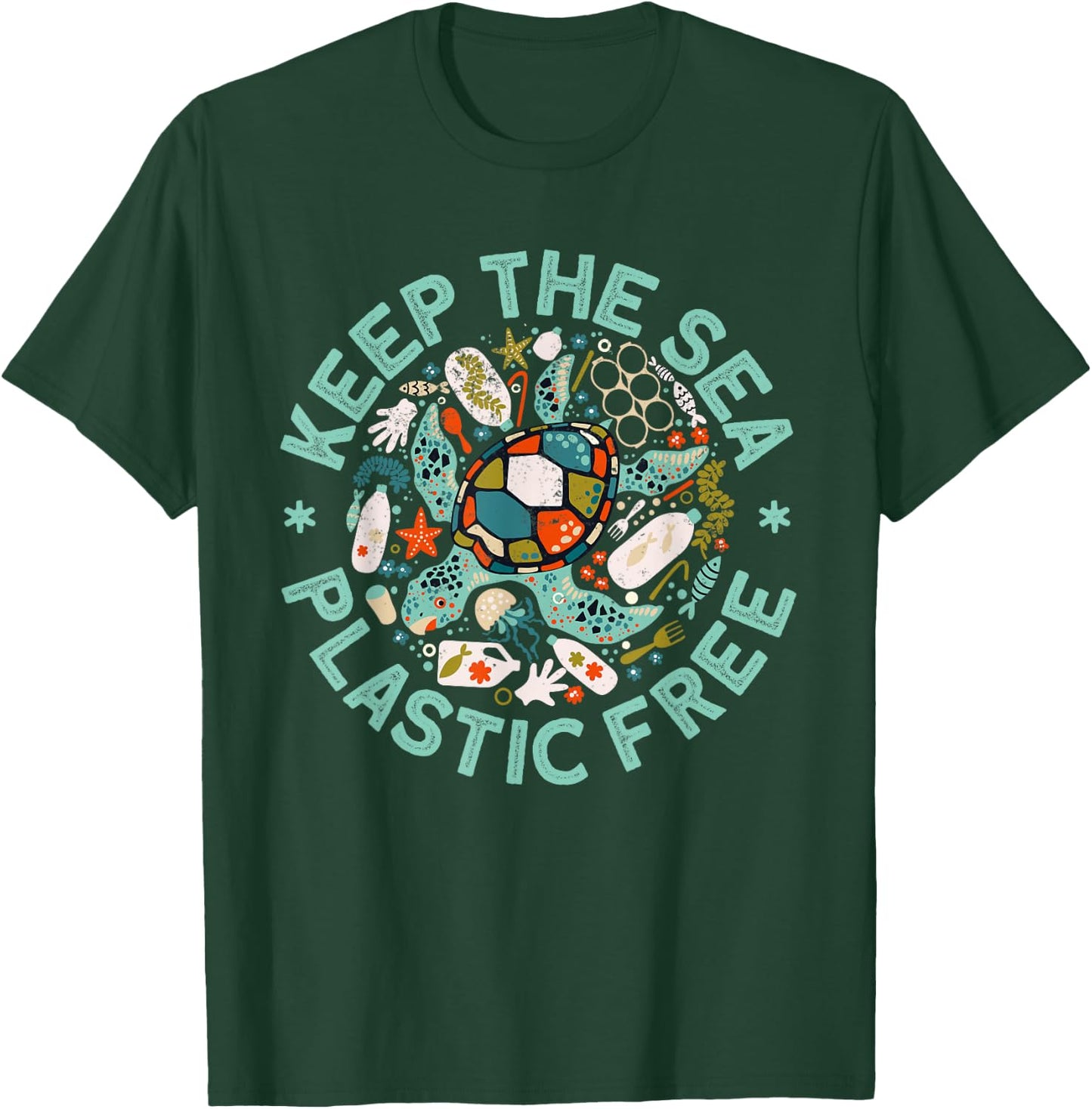 Keep The Sea Plastic Free Save Turtles Ocean Conservation T-Shirt - T-Shirt | Forest