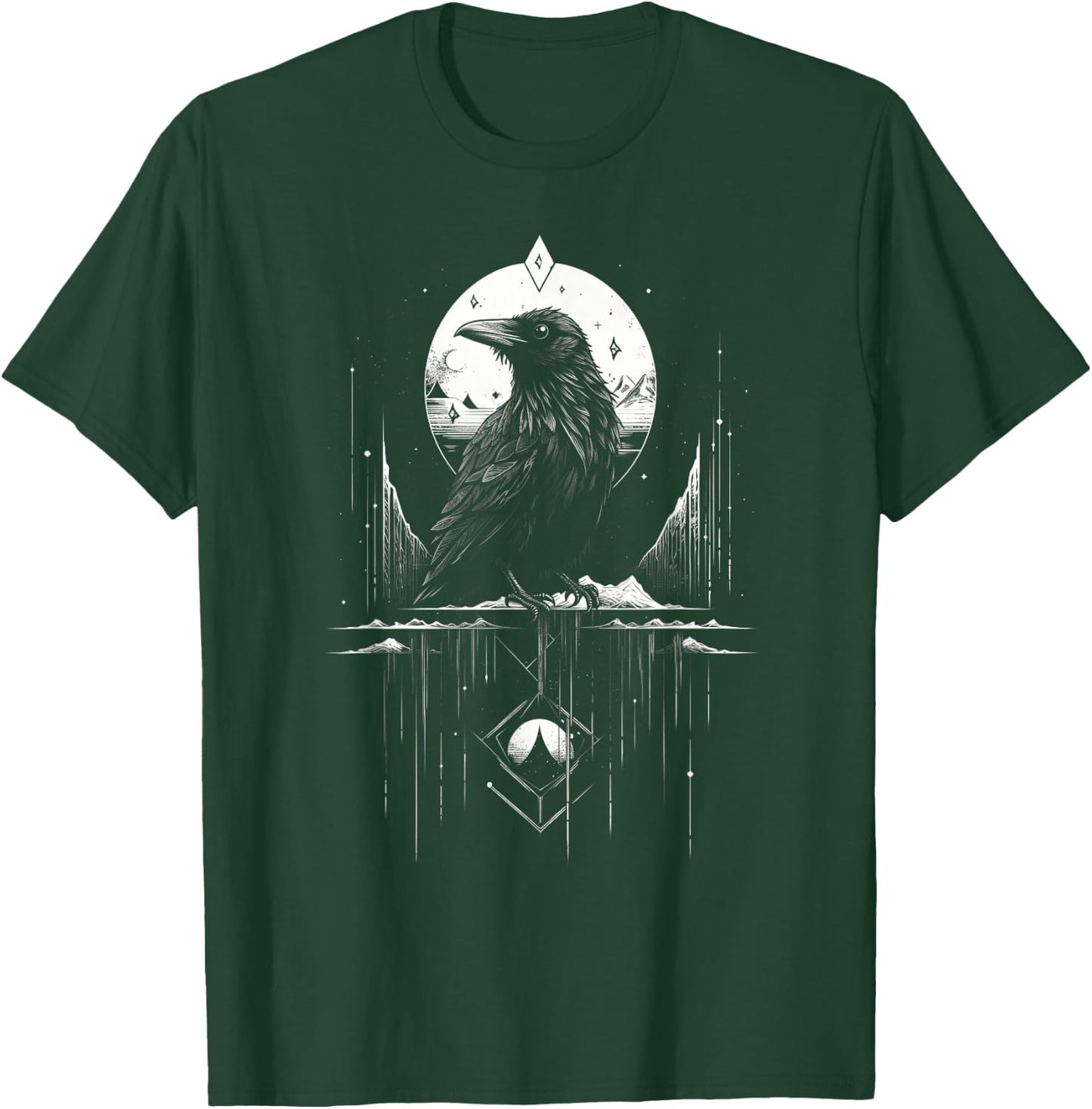 Raven Crow Dark Bird Witchcraft Omens Midnight T-Shirt - T-Shirt | Forest