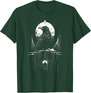 Raven Crow Dark Bird Witchcraft Omens Midnight T-Shirt - T-Shirt | Forest