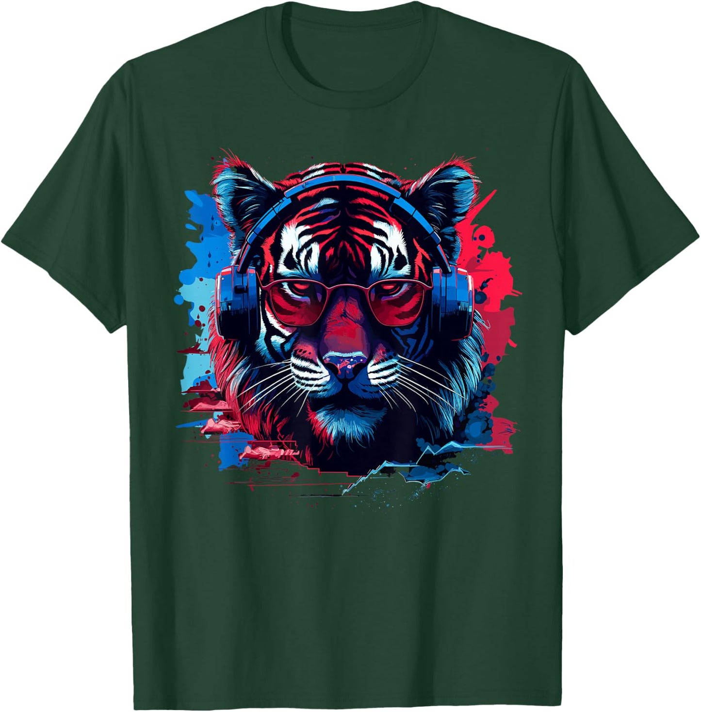 Sound Activated Audio Waveforms Concerts Party Tiger Decor T-Shirt - T-Shirt | Forest