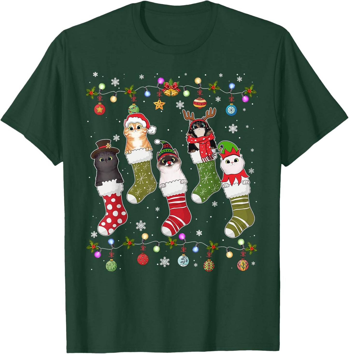 Meow-ry Christmas Funny Cat Pajama for the Whole Family Xmas Women Kids T-Shirt - T-Shirt | Forest
