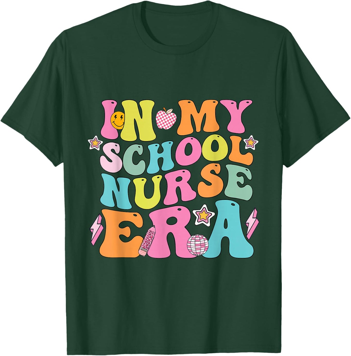 In My School Nurse Era Groovy Back To School Life T-Shirt - T-Shirt | Forest