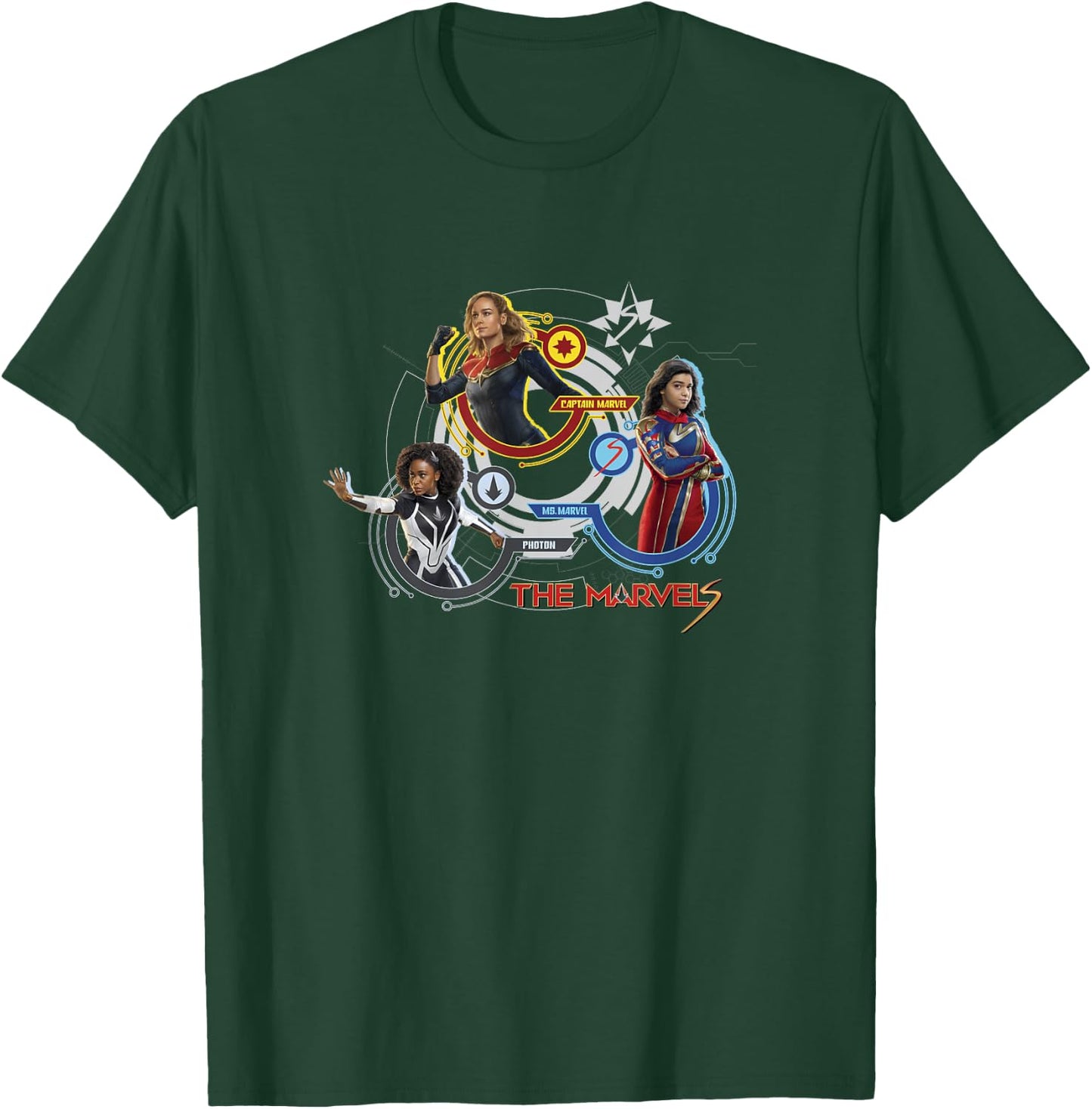Marvel The Marvels Super Hero Tech Screen Group Badges T-Shirt - T-Shirt | Forest