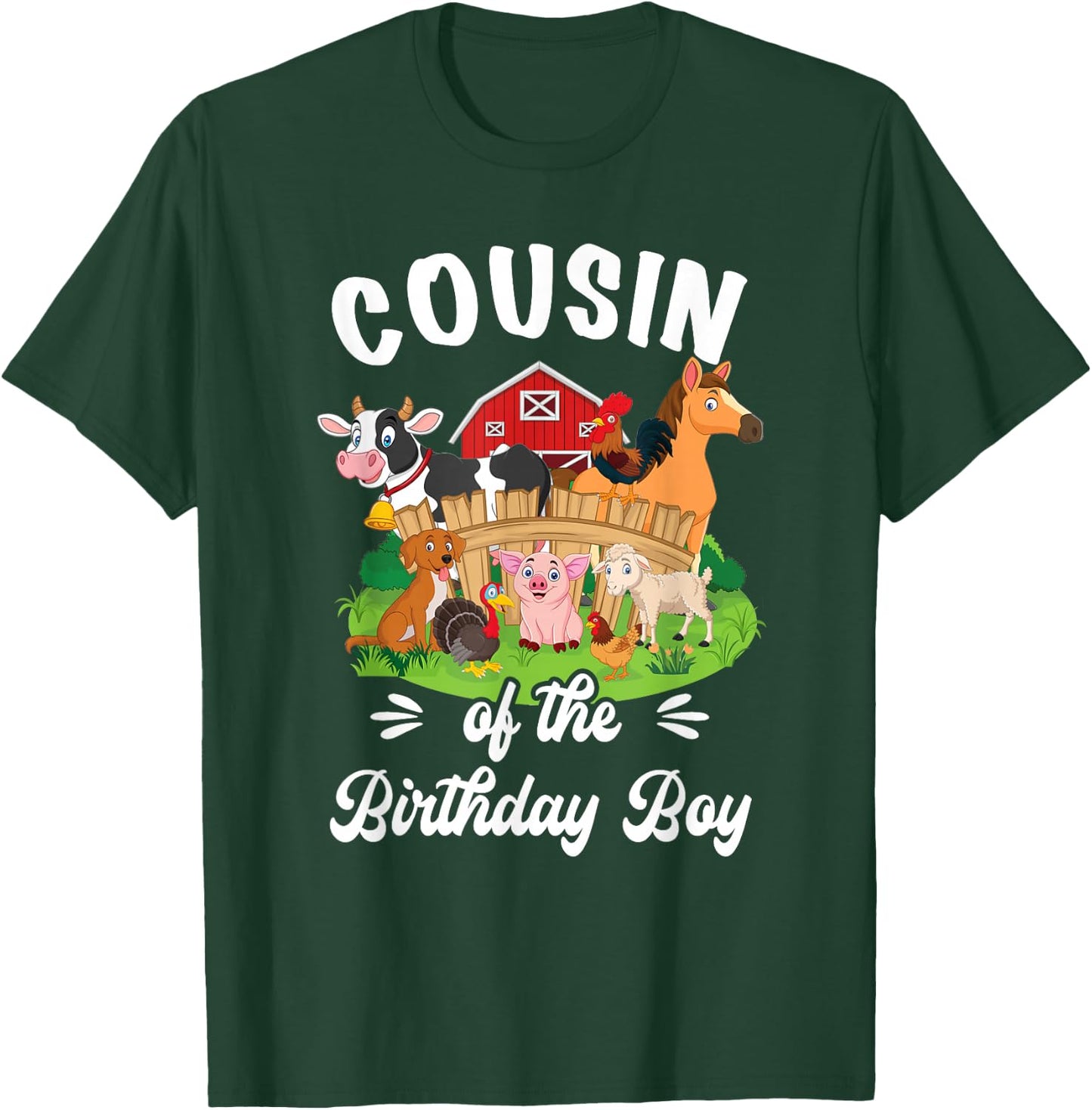 Cousin Of The Birthday boy Party Cow Farm 1St Birthday Party T-Shirt - T-Shirt | Forest
