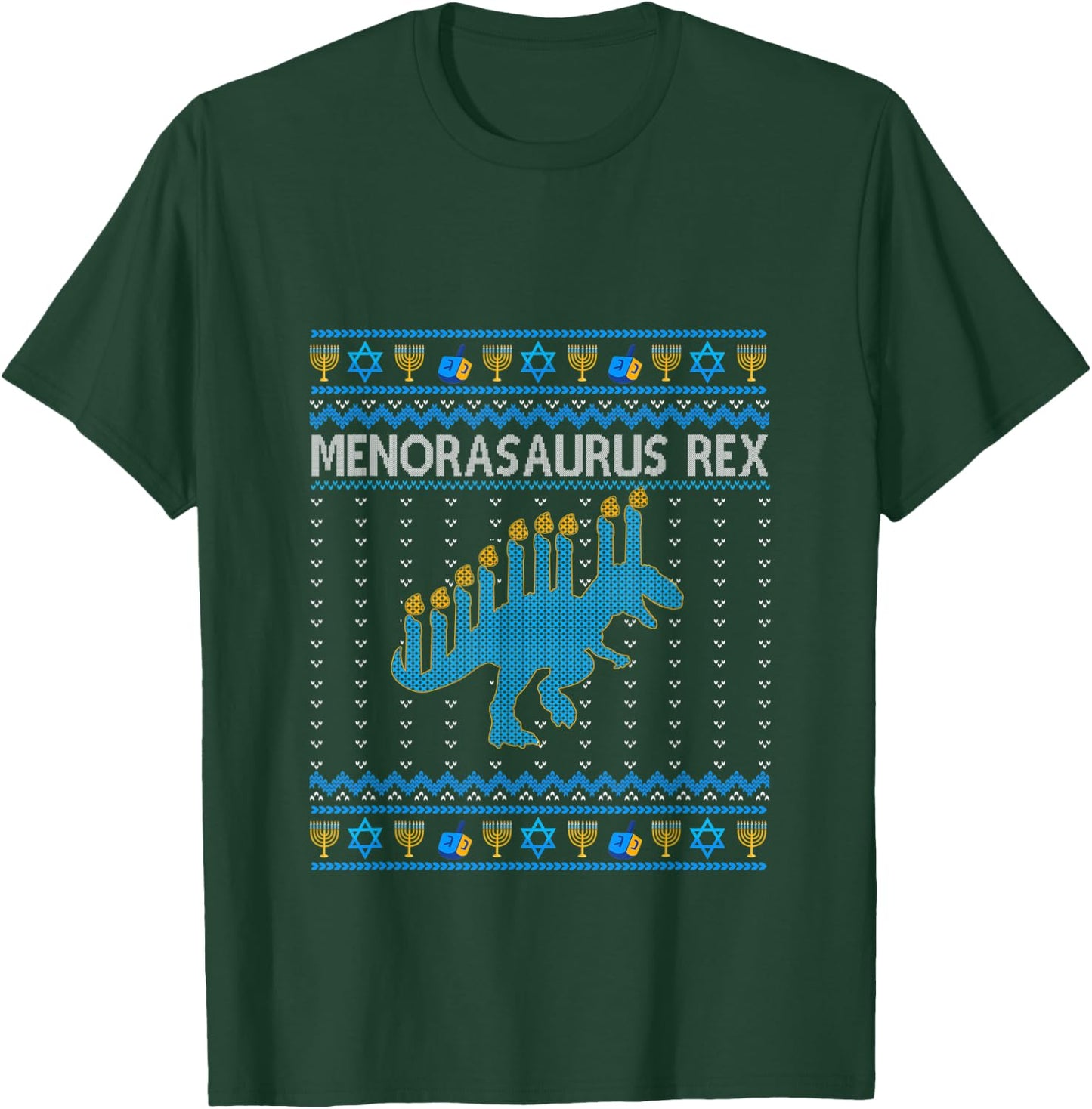 Menorasaurus Rex Trex Menorah Ugly Hanukkah Funny christ T-Shirt - T-Shirt | Forest