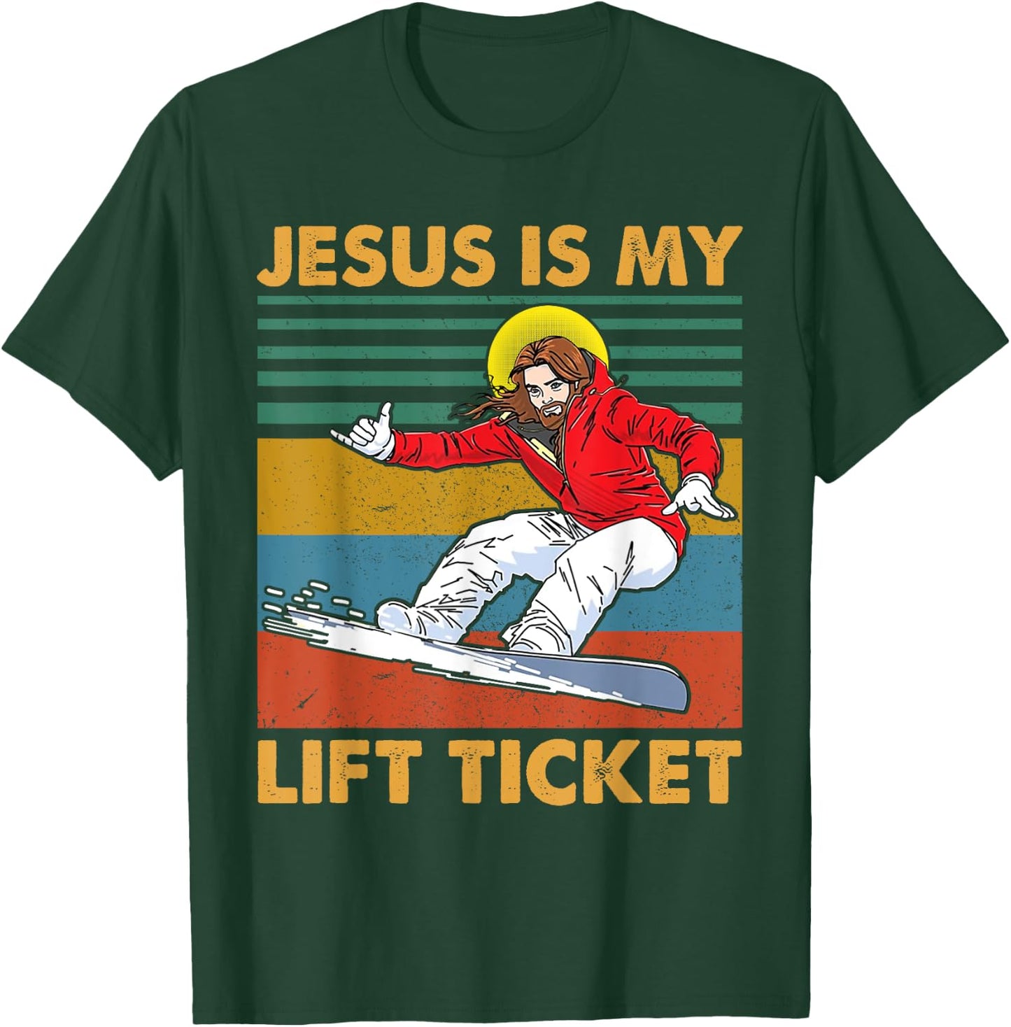 Vintage Jesus Is My Lift Ticket Christian Gift T-Shirt - T-Shirt | Forest